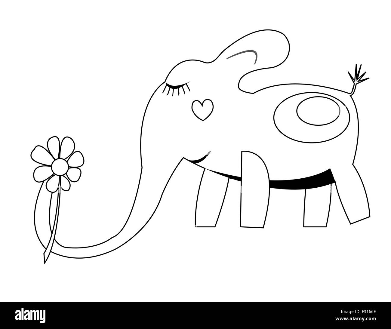 Coloing avec elephant Illustration de Vecteur