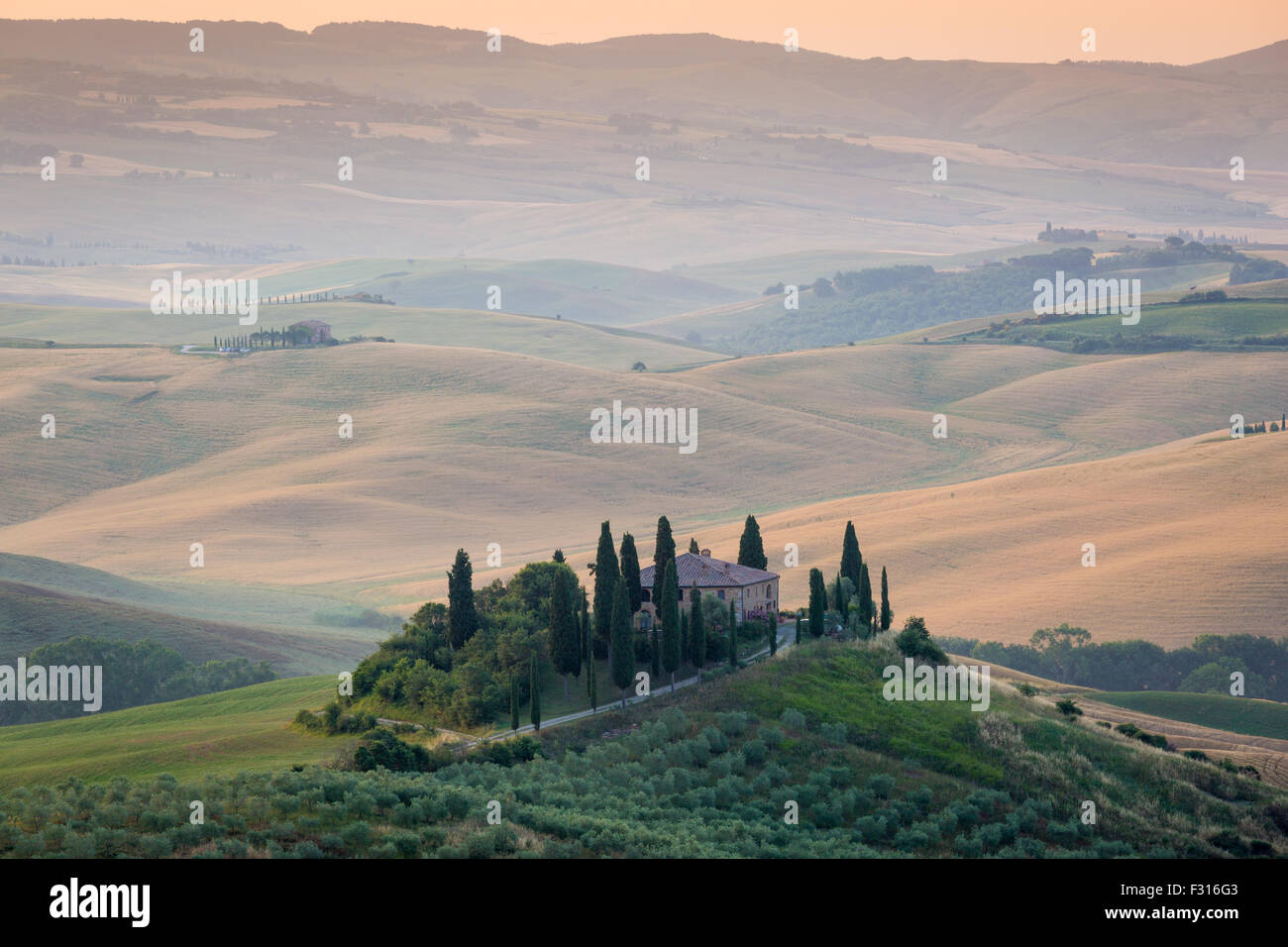 Val d'Orcia, Toscane, Italie, paysage. Banque D'Images