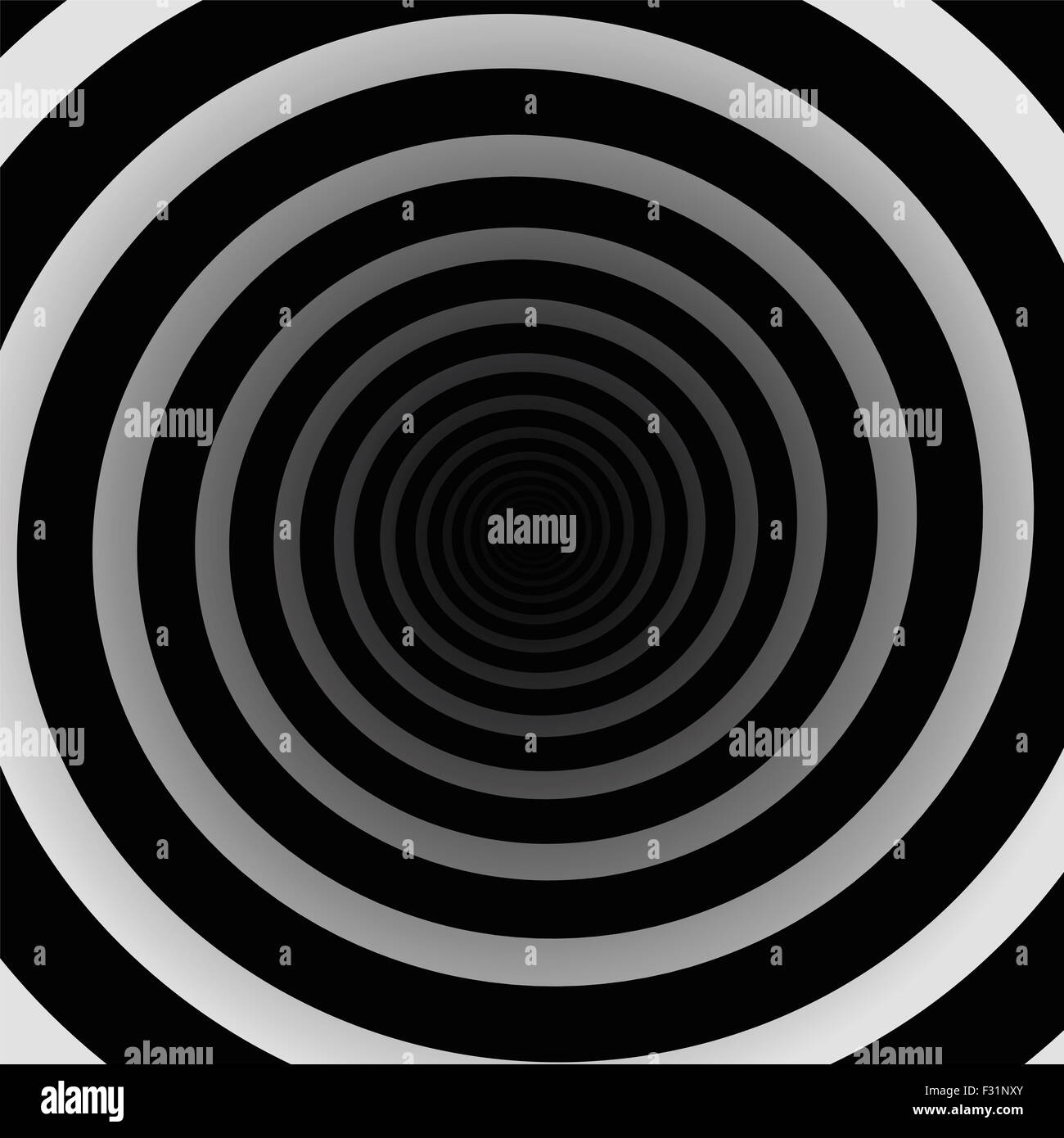 Tunnel en spirale noir et blanc, en trois dimensions. Banque D'Images
