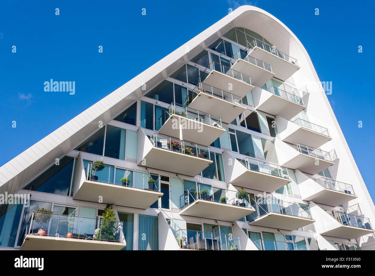 Appartements modernes - design par Henning Larsen Architects à Vejle, Jutland, Danemark, Europe. Banque D'Images