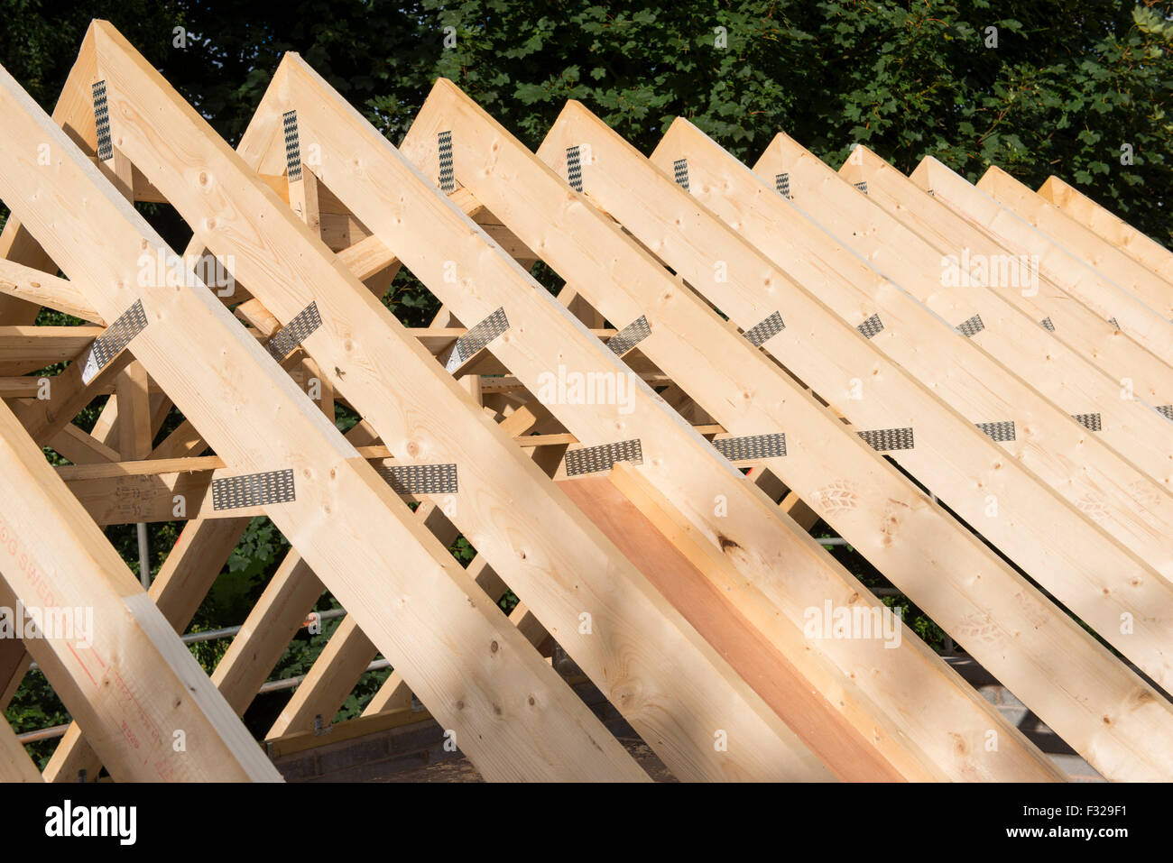 Fermes de toit en bois Banque D'Images
