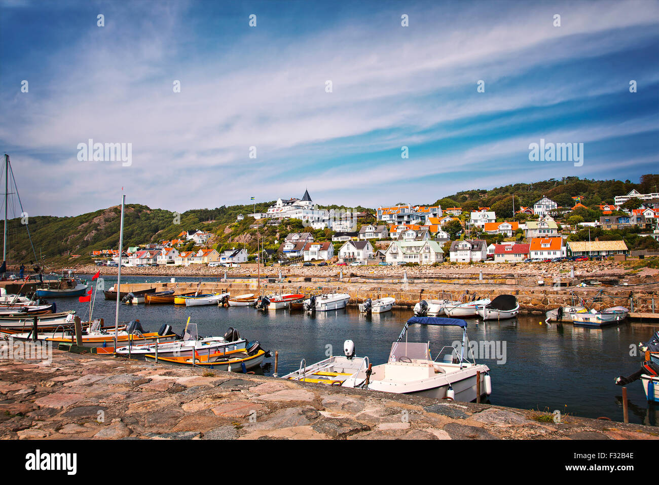 Libre du village de pêcheurs de molle (Mölle) dans le sud-ouest de la Suède. Banque D'Images