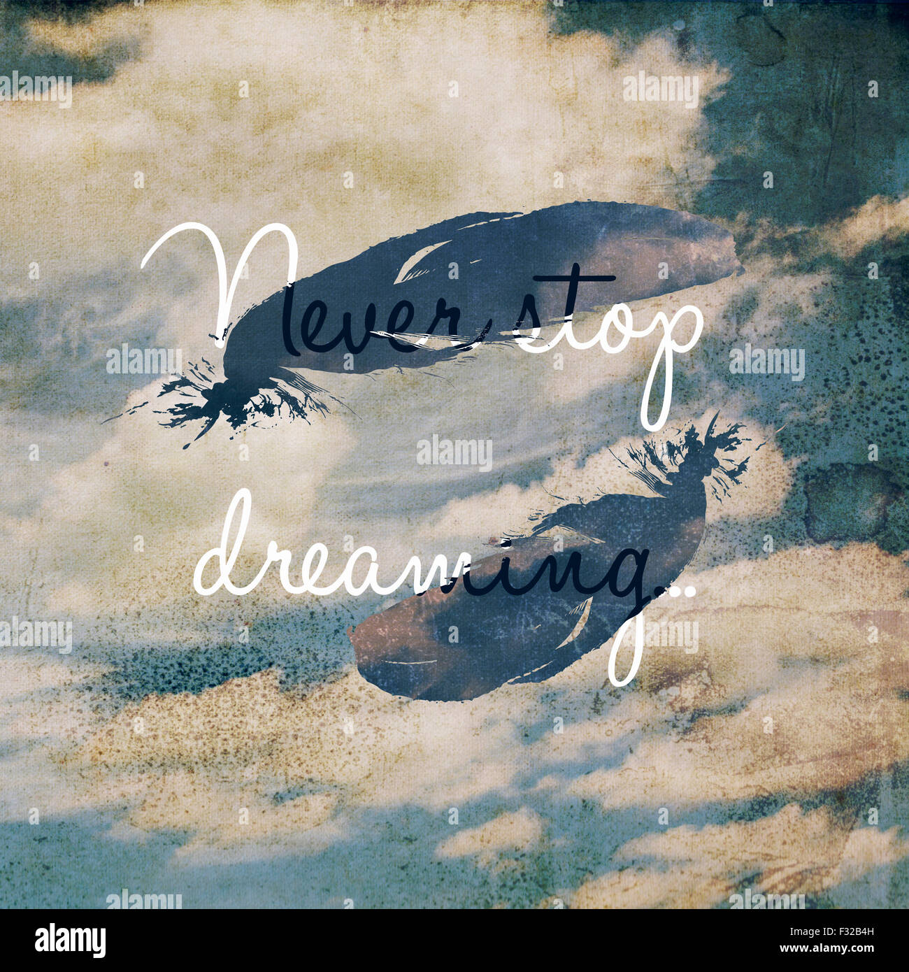 Image Du Ciel De Style Vintage Citation De Motivation Ne Jamais Cesser De Rever Photo Stock Alamy