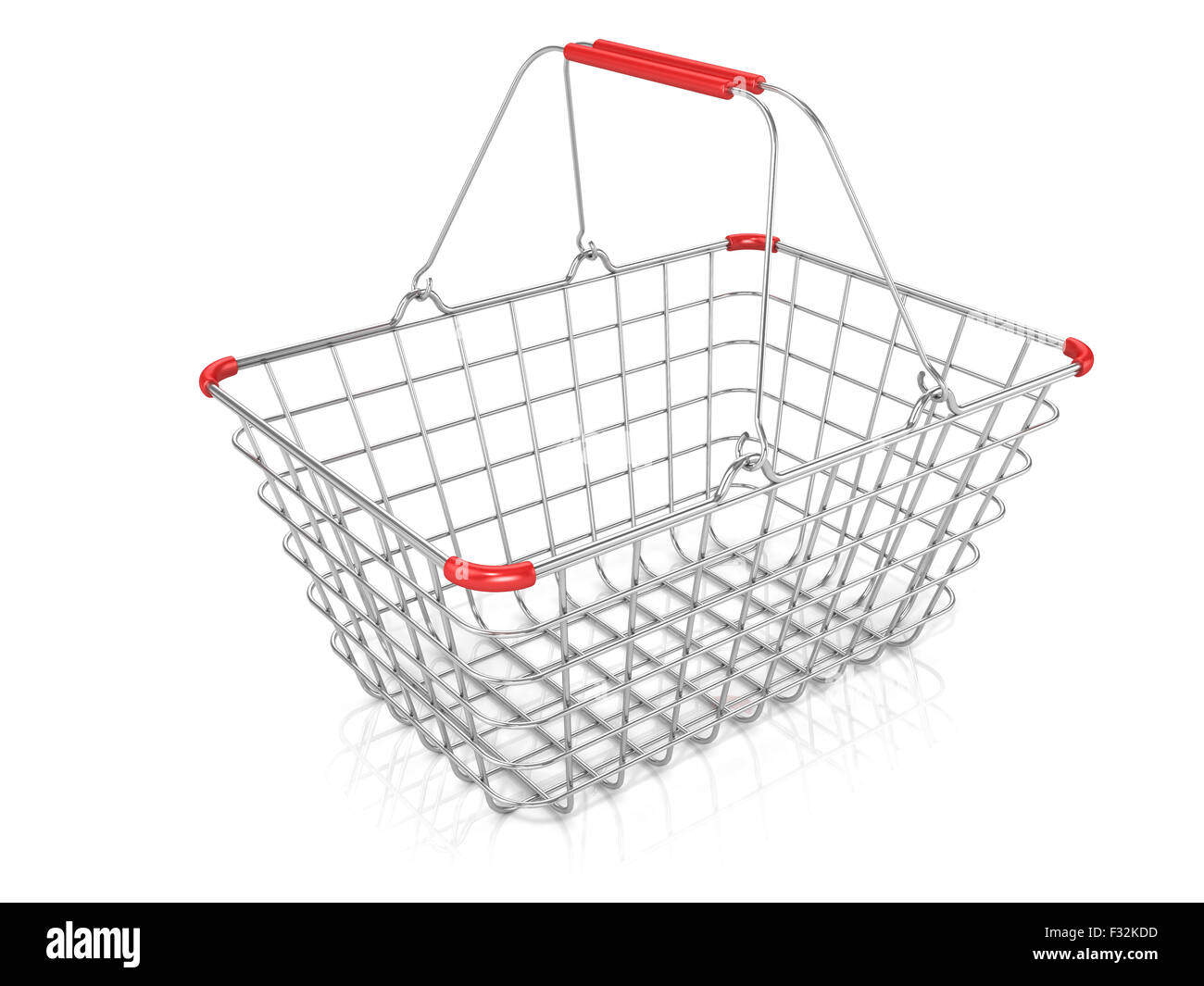 Panier en fil d'acier isolé sur un fond blanc. Banque D'Images