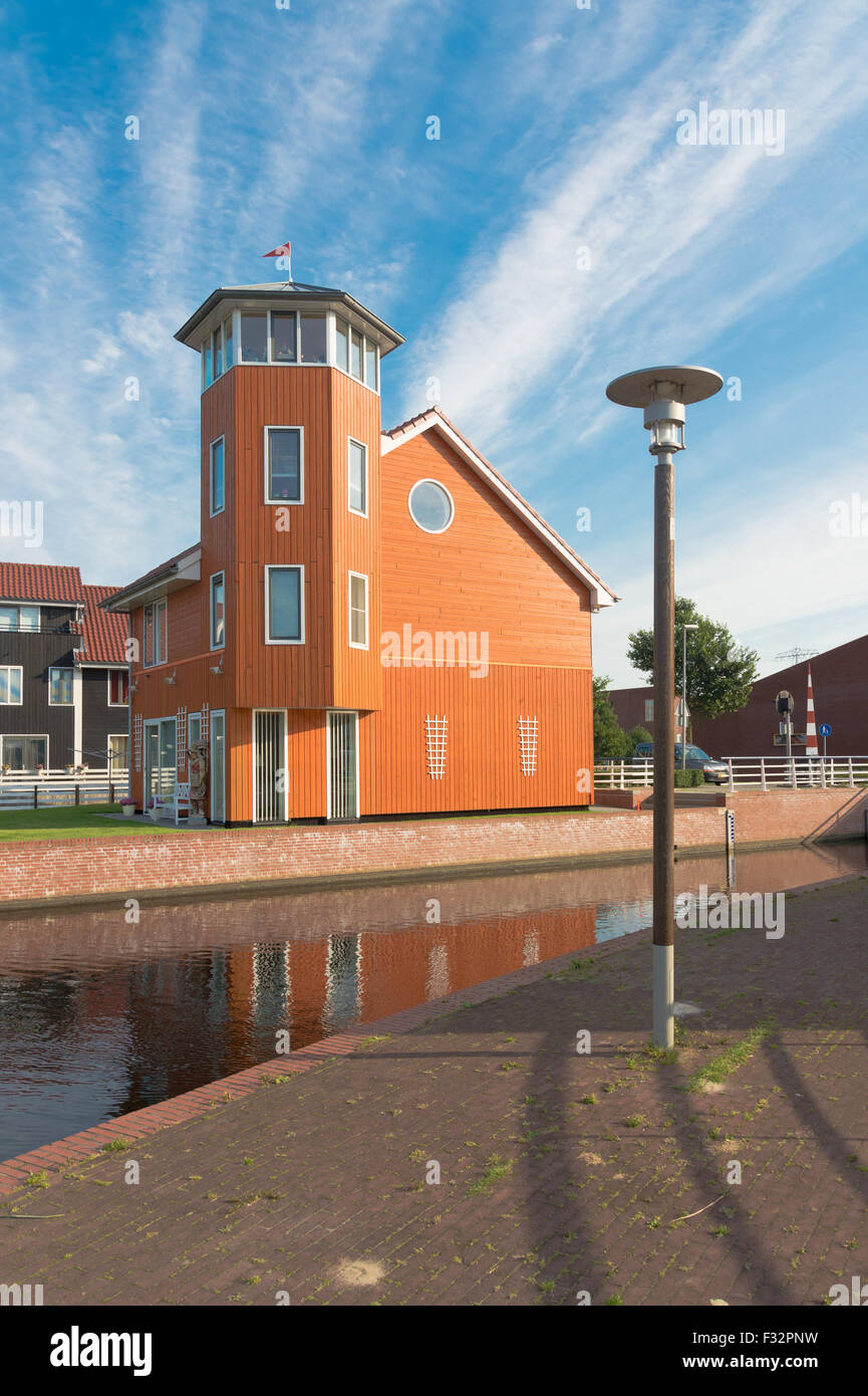 Maison moderne en bois, à Groningen, Pays-Bas Banque D'Images