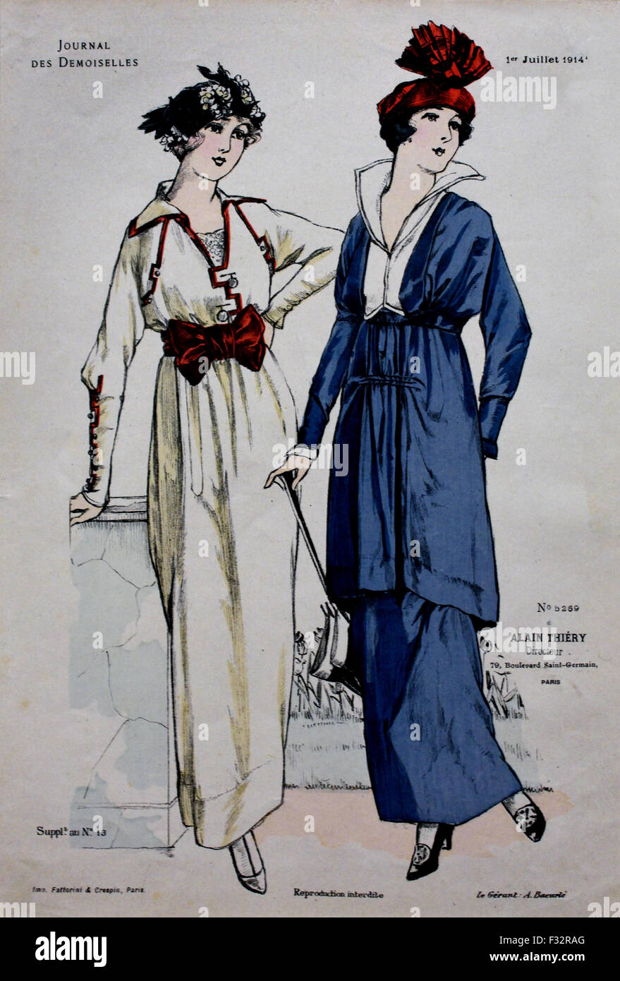 Journal des Demoiselles ( publié par Alain Thierry 1914 - 1915 ) part lithographies ) Français Paris Banque D'Images