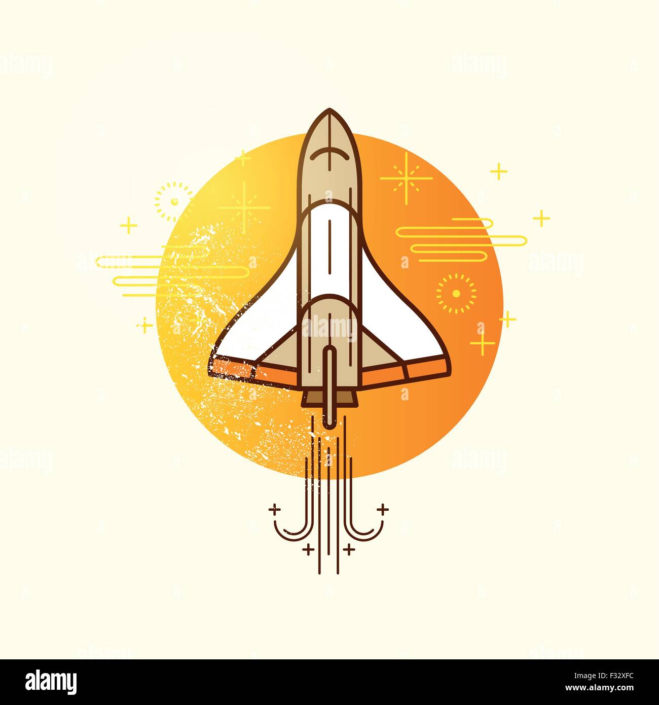 Vecteur fusée spatiale. Lancement d'une navette dans l'espace. vector illustration Illustration de Vecteur