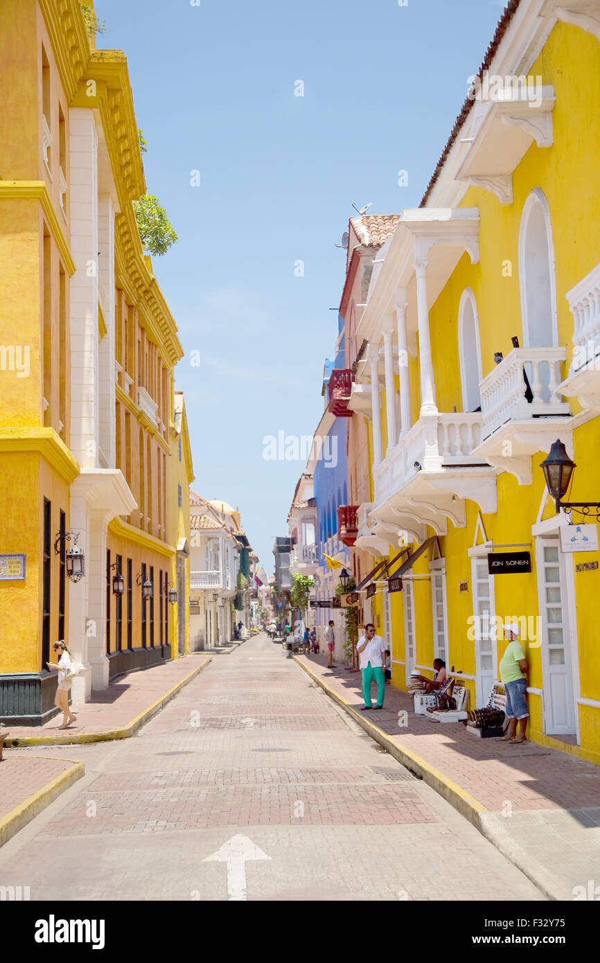 Carthagène - 13 SEPTEMBRE : les belles rues traditionnelles sur le Septembre 13th, 2015 à Cartagena, Colombie. Carthagène est t Banque D'Images
