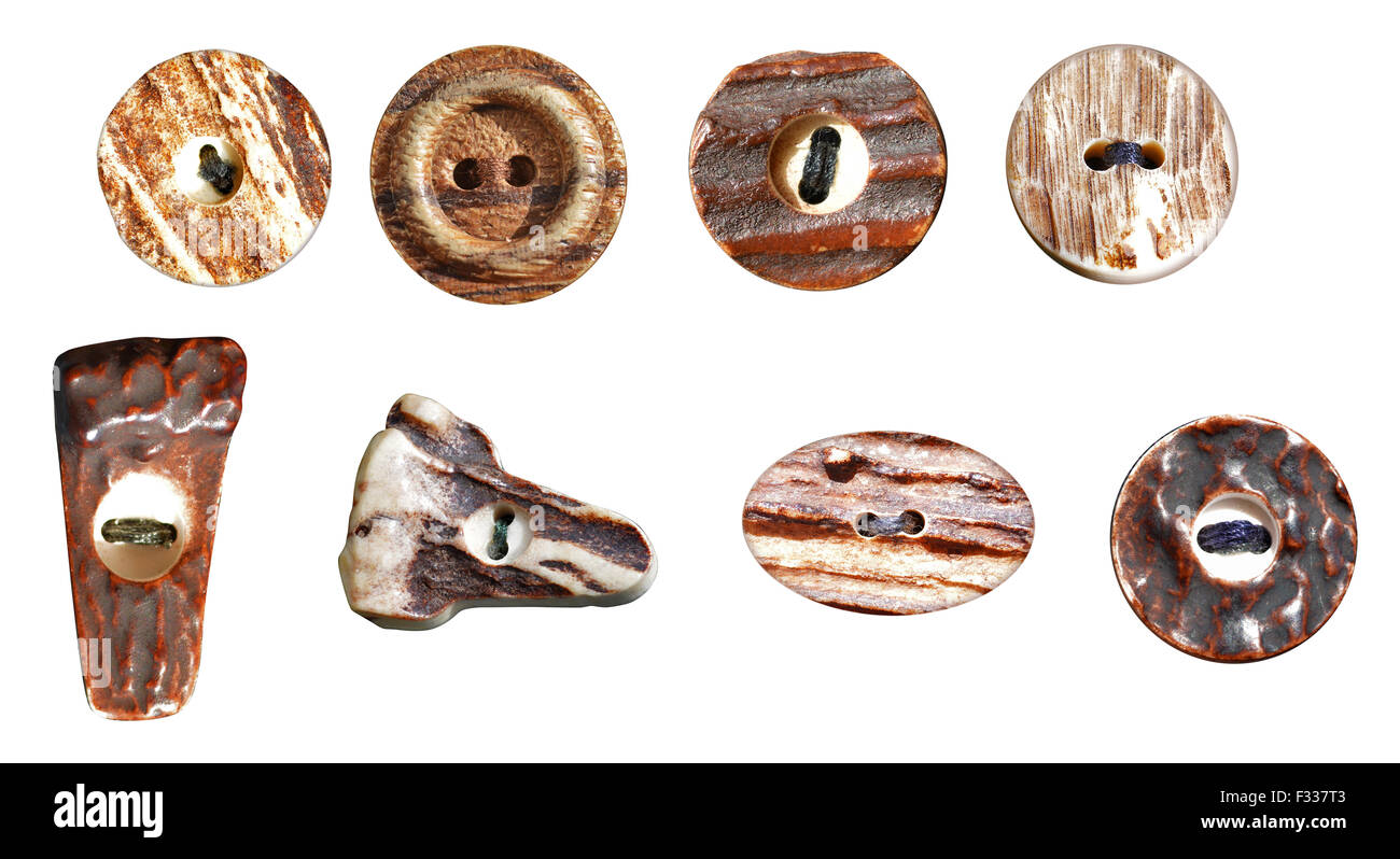 Divers boutons en bois Banque D'Images