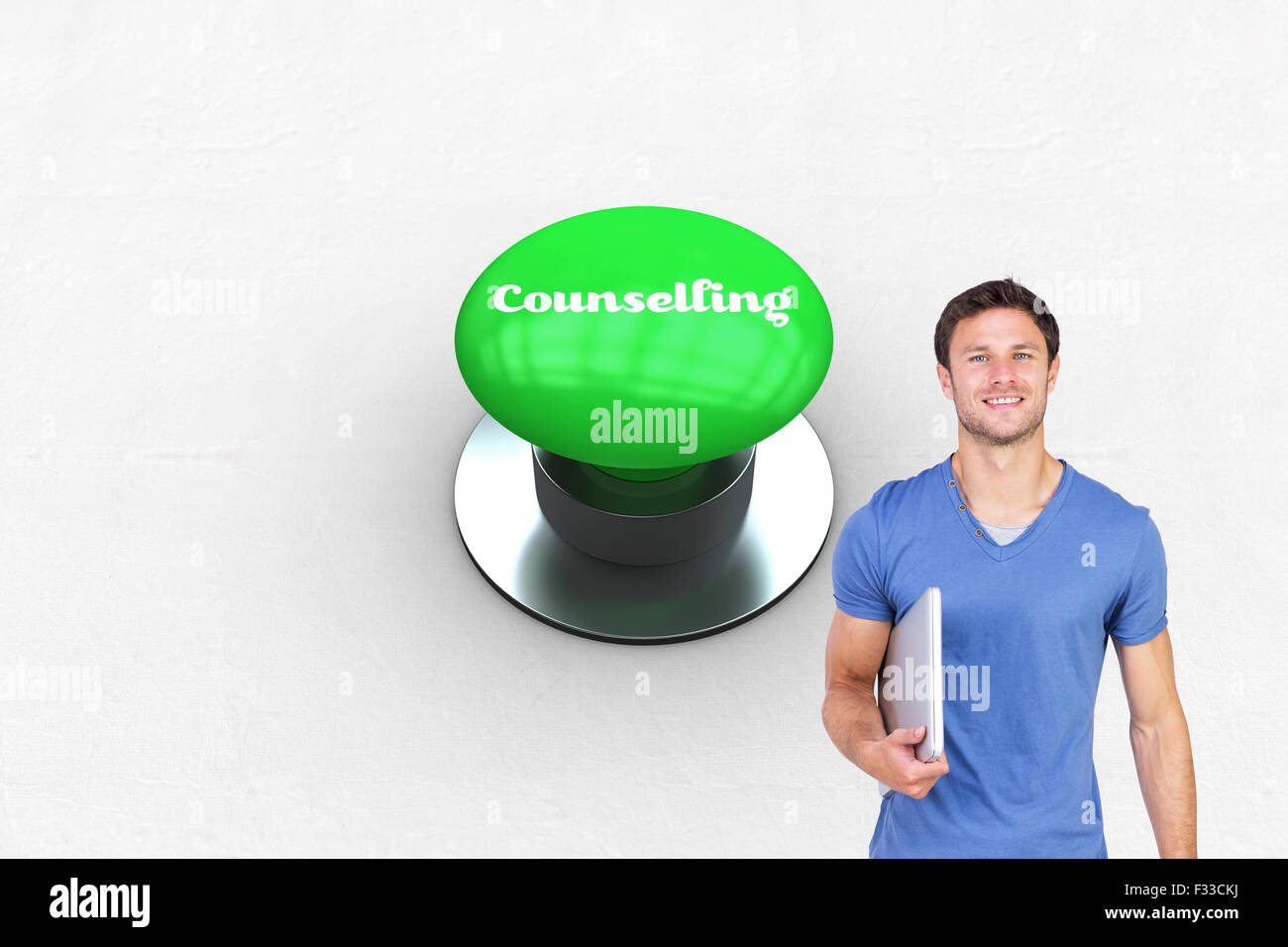 Généré numériquement Counselling contre bouton-poussoir vert Banque D'Images