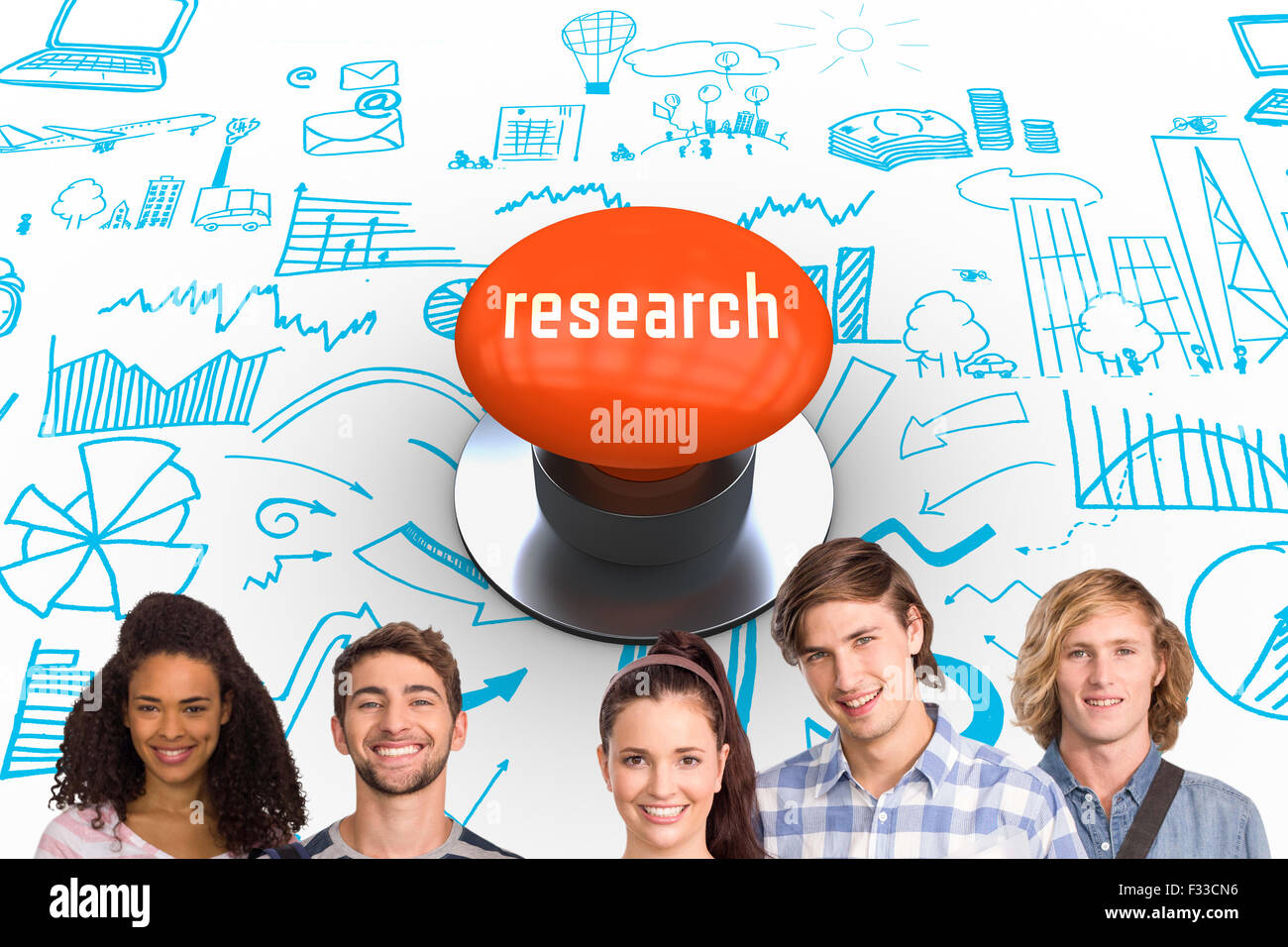 Bouton poussoir orange contre recherche Banque D'Images