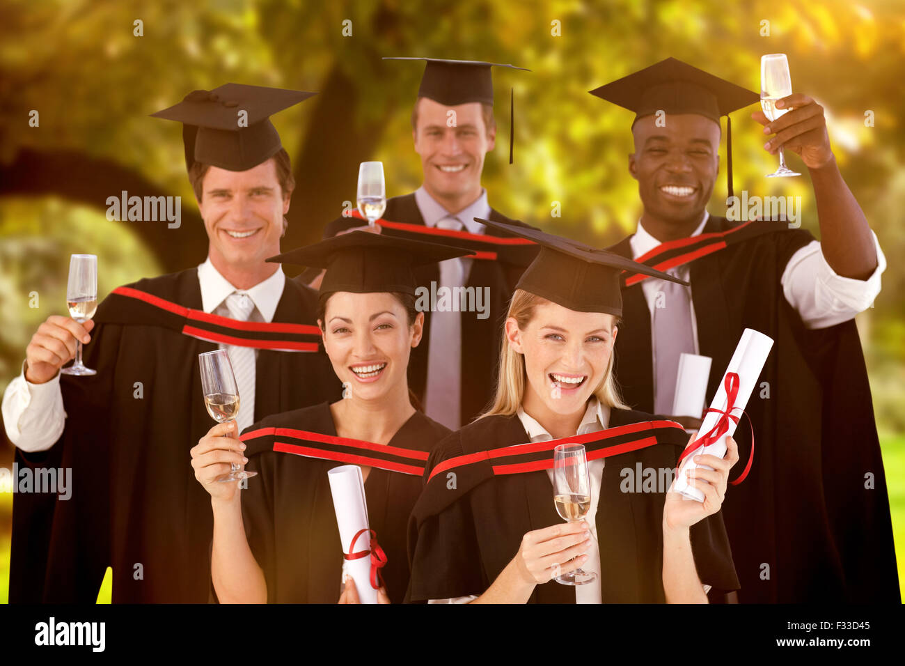 Image composite du groupe des diplômés du collégial Banque D'Images