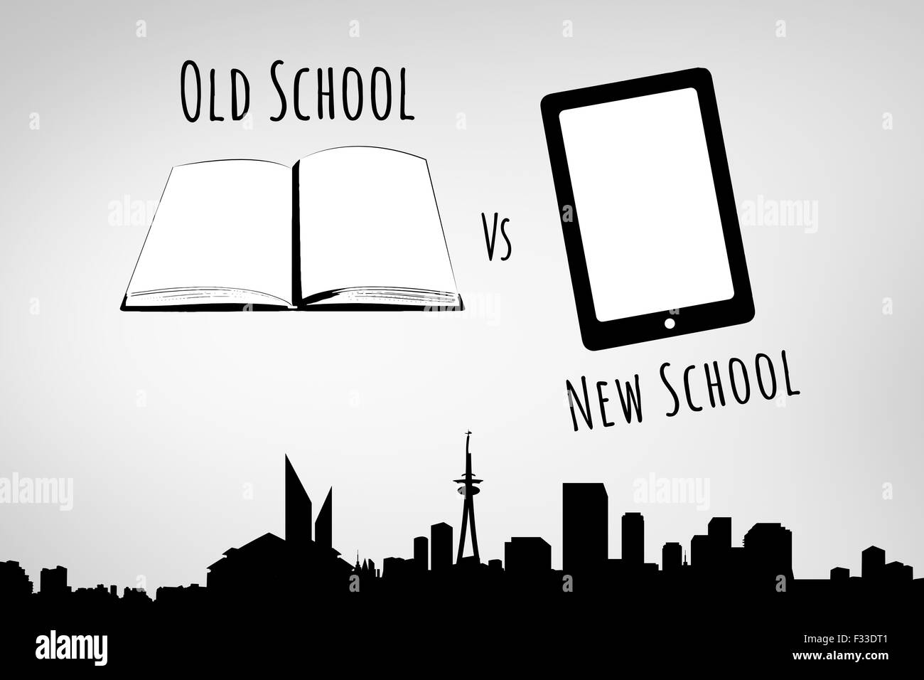 Image composite de vieille école vs nouvelle école Banque D'Images