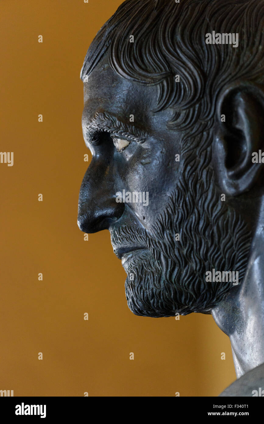 Rome. L'Italie. Brutus Capitolin, buste de Lucius Junius Brutus, premier consul de Rome (509 avant J.-C.). Bronze, 4ème-3ème siècle av. Musées du Capitole Banque D'Images