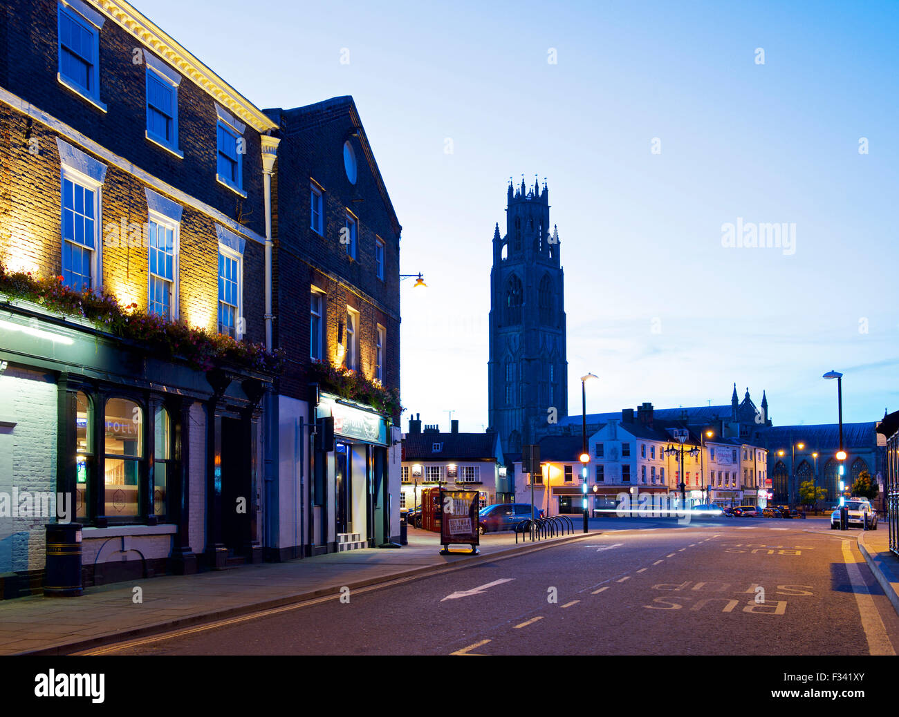 Boston, au crépuscule, Lincolnshire, Angleterre, Royaume-Uni Banque D'Images