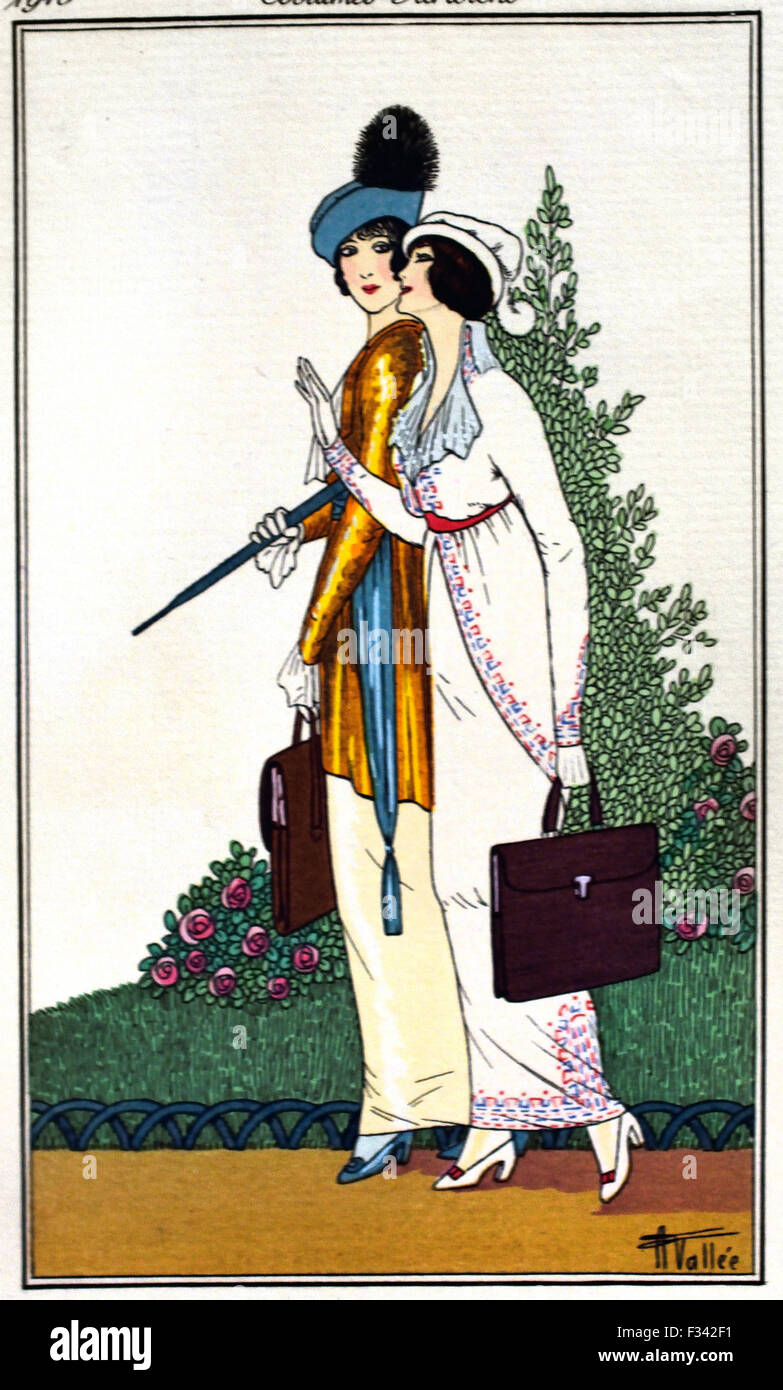 Journal des Dames et des modes - Fashion News 1912-1914 Publié par Tom Antongini gravures coloriés à la main français Paris Banque D'Images