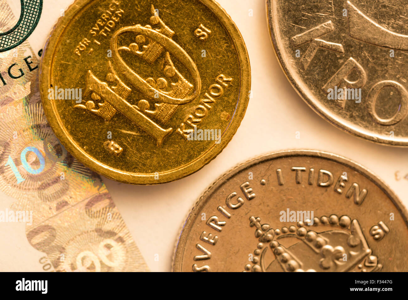 Monnaie suédoise Close Up Banque D'Images