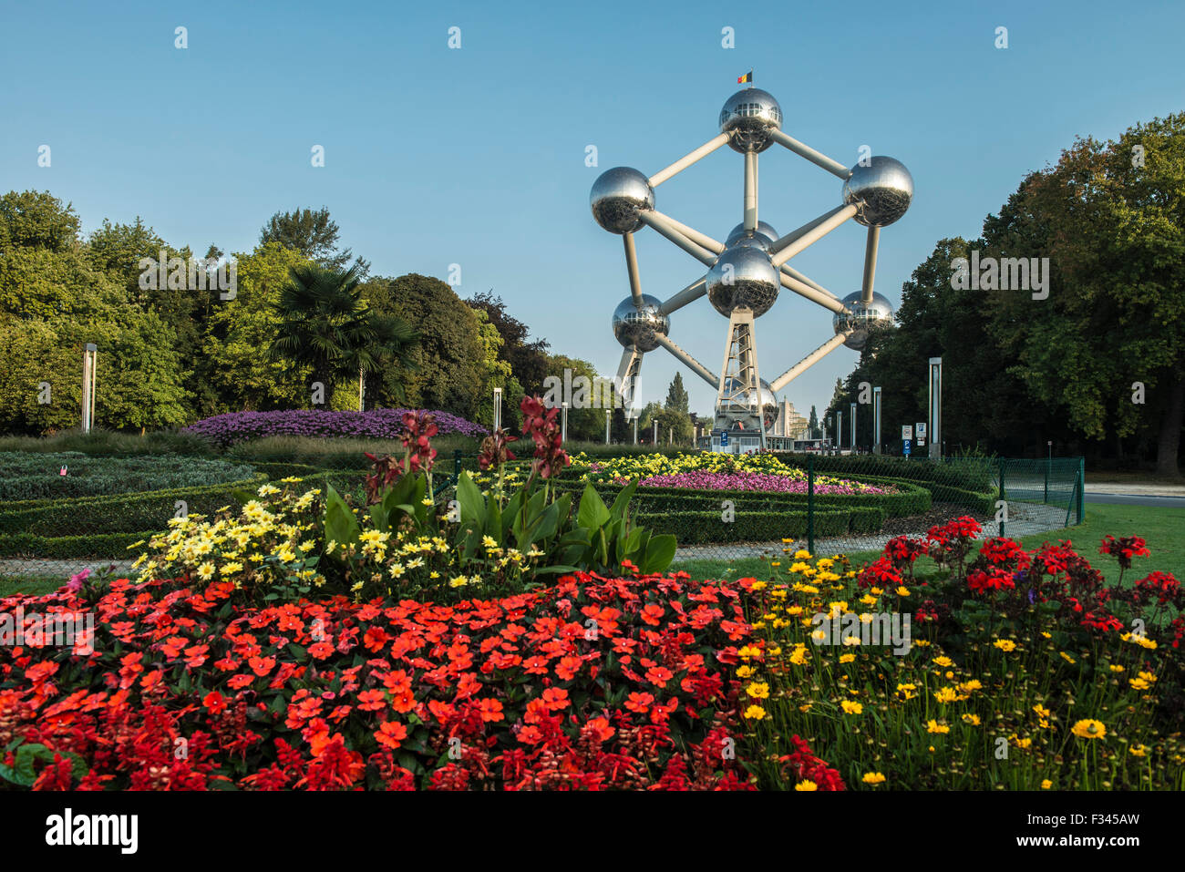 Atomium, le modèle d'une molécule de fer, à Bruxelles Belgique Europe Banque D'Images