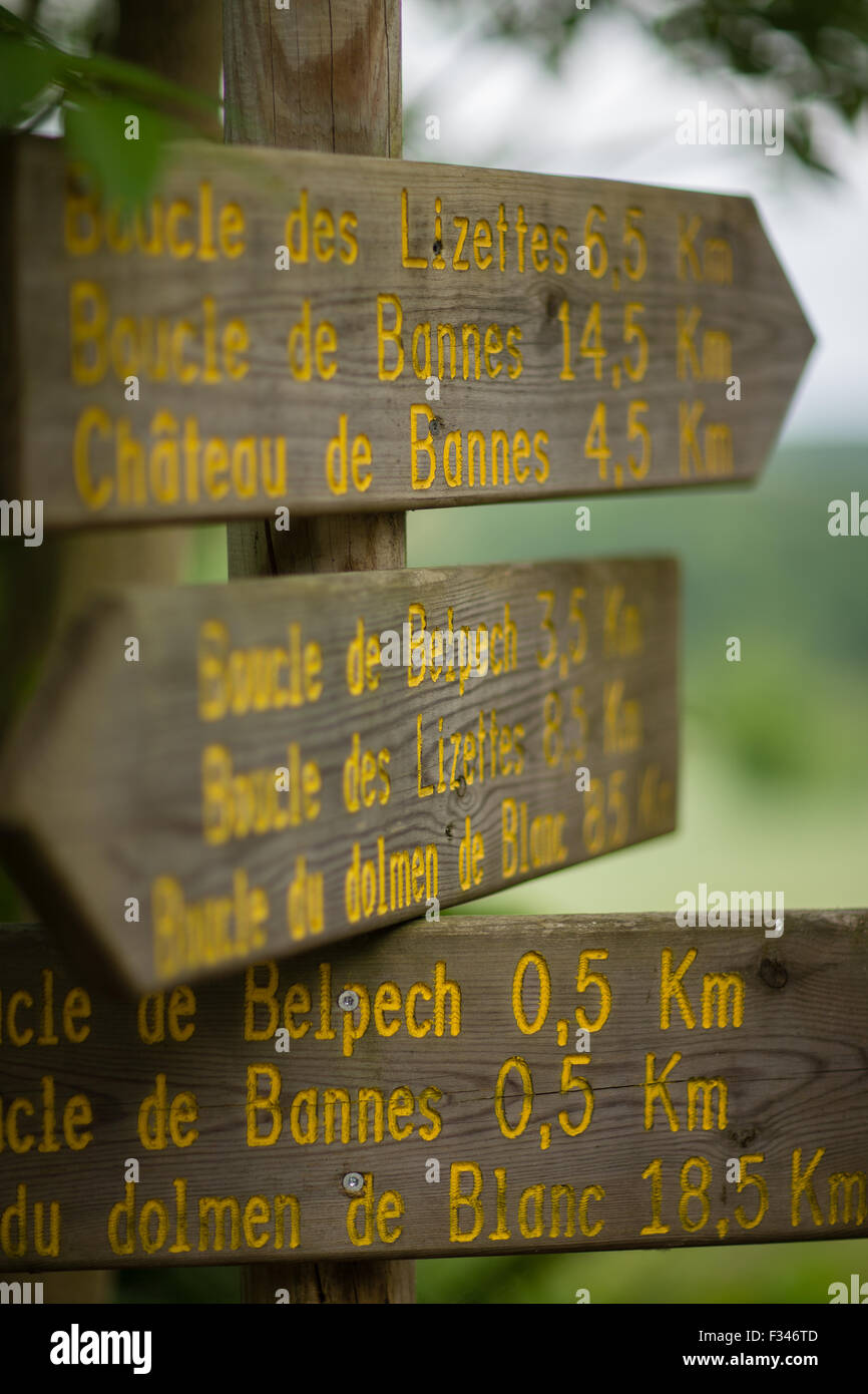 Panneau routier, Pays de Bergerac, Périgord, Dordogne, Aquitaine, France Banque D'Images