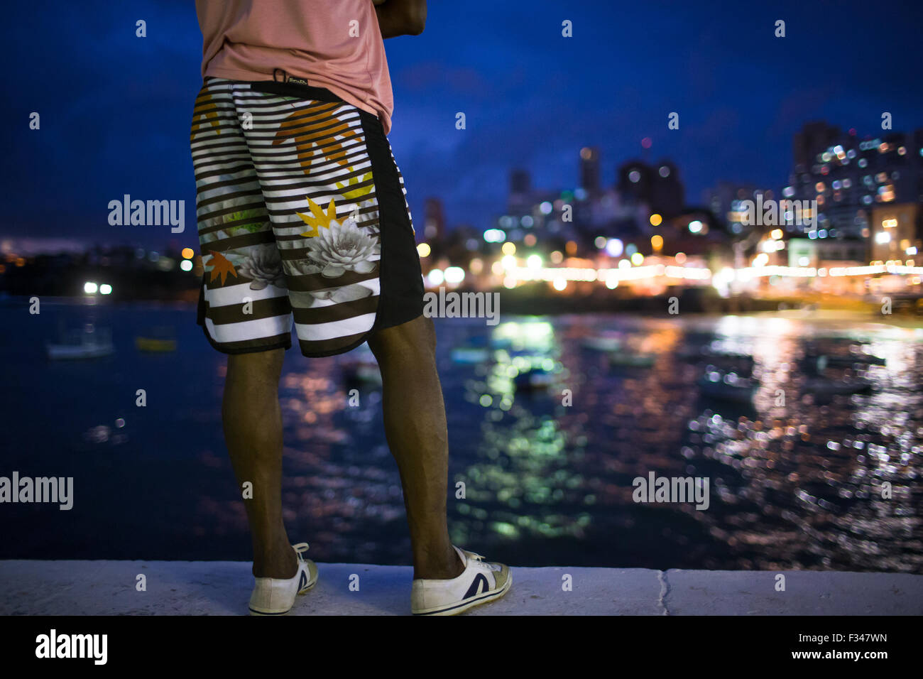 Fête de l'homme à la nuit Yemanja, Salvador da Bahia, Brésil Banque D'Images