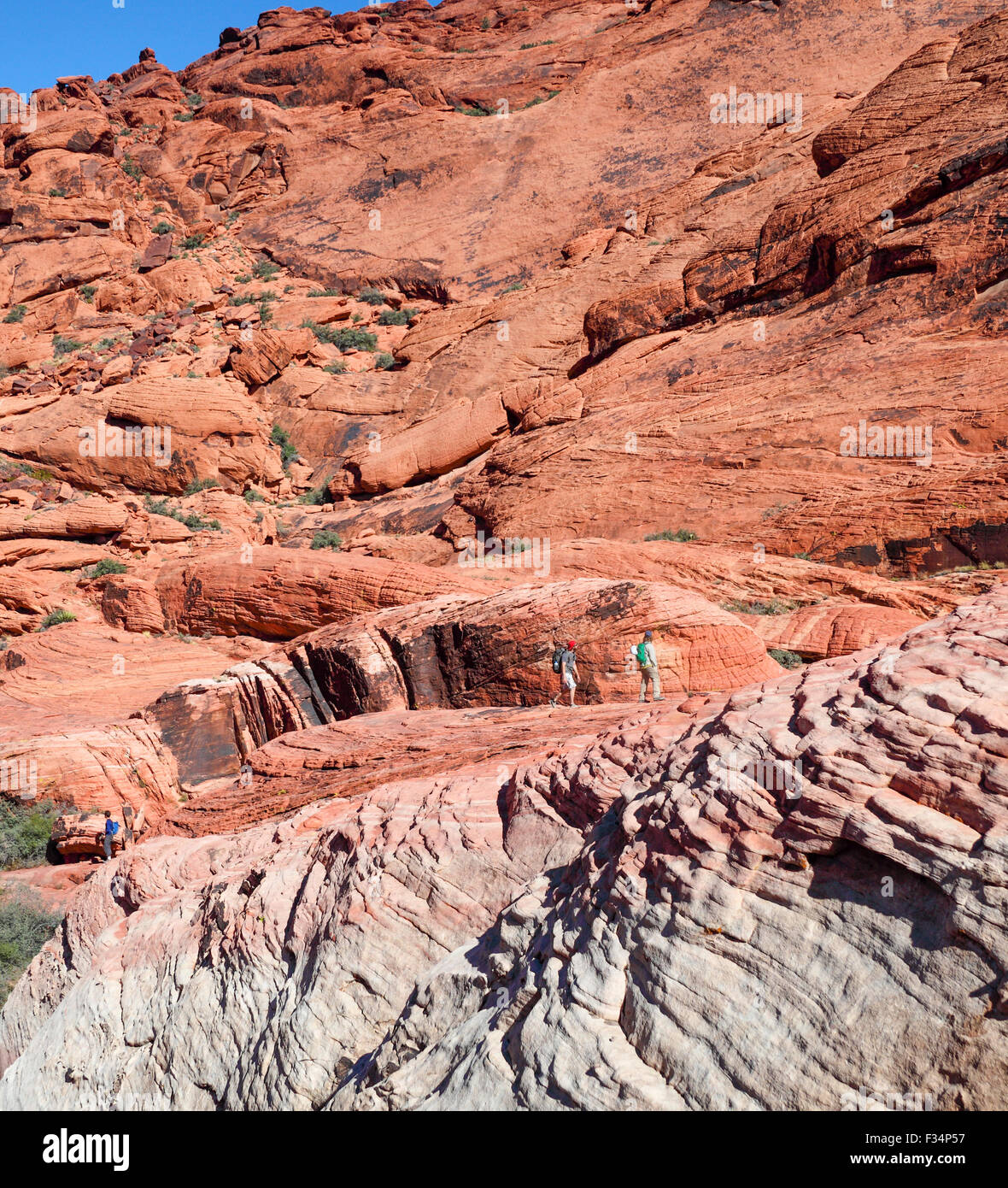 Les randonneurs et grimpeurs au Red Rock Canyon National Conservation Area près de Las Vegas Banque D'Images