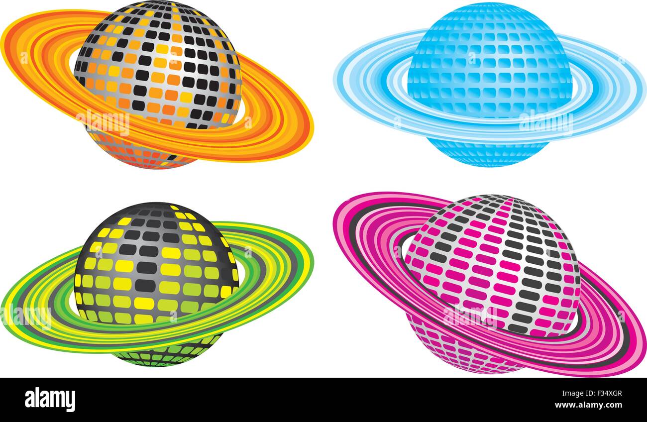 Quatre planètes Disco Illustration de Vecteur