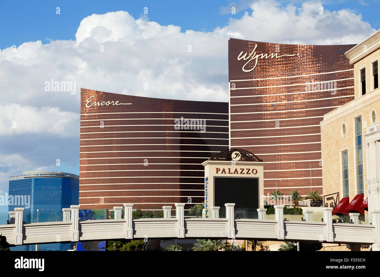 Las Vegas, Wynn, encore, et le palazzo hotel et les casinos. Banque D'Images