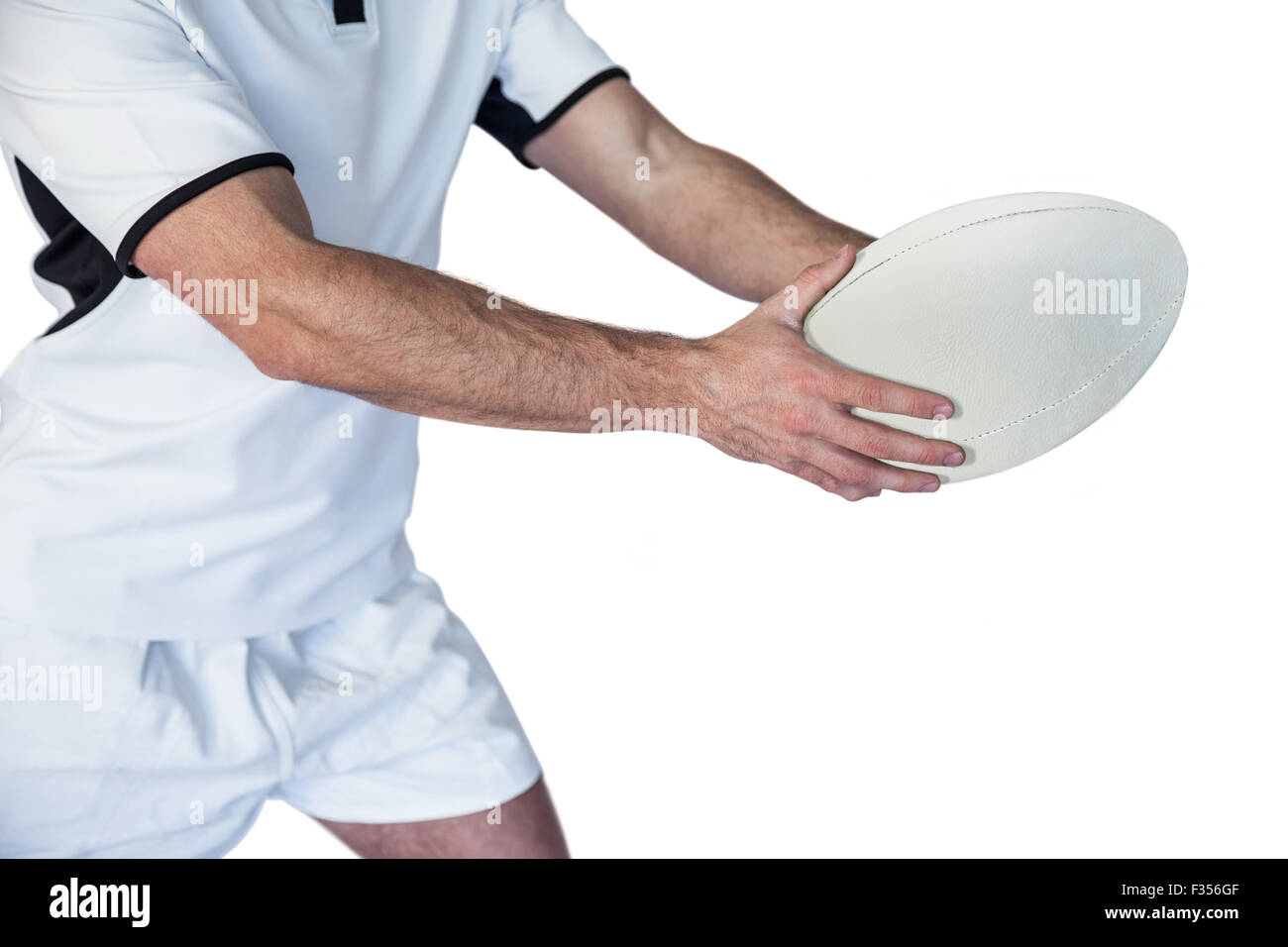 Portrait rugby joueur tenant la balle Banque D'Images