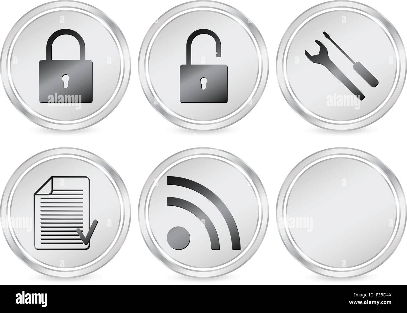 Metal cercle web icon set. Vector illustration. Illustration de Vecteur