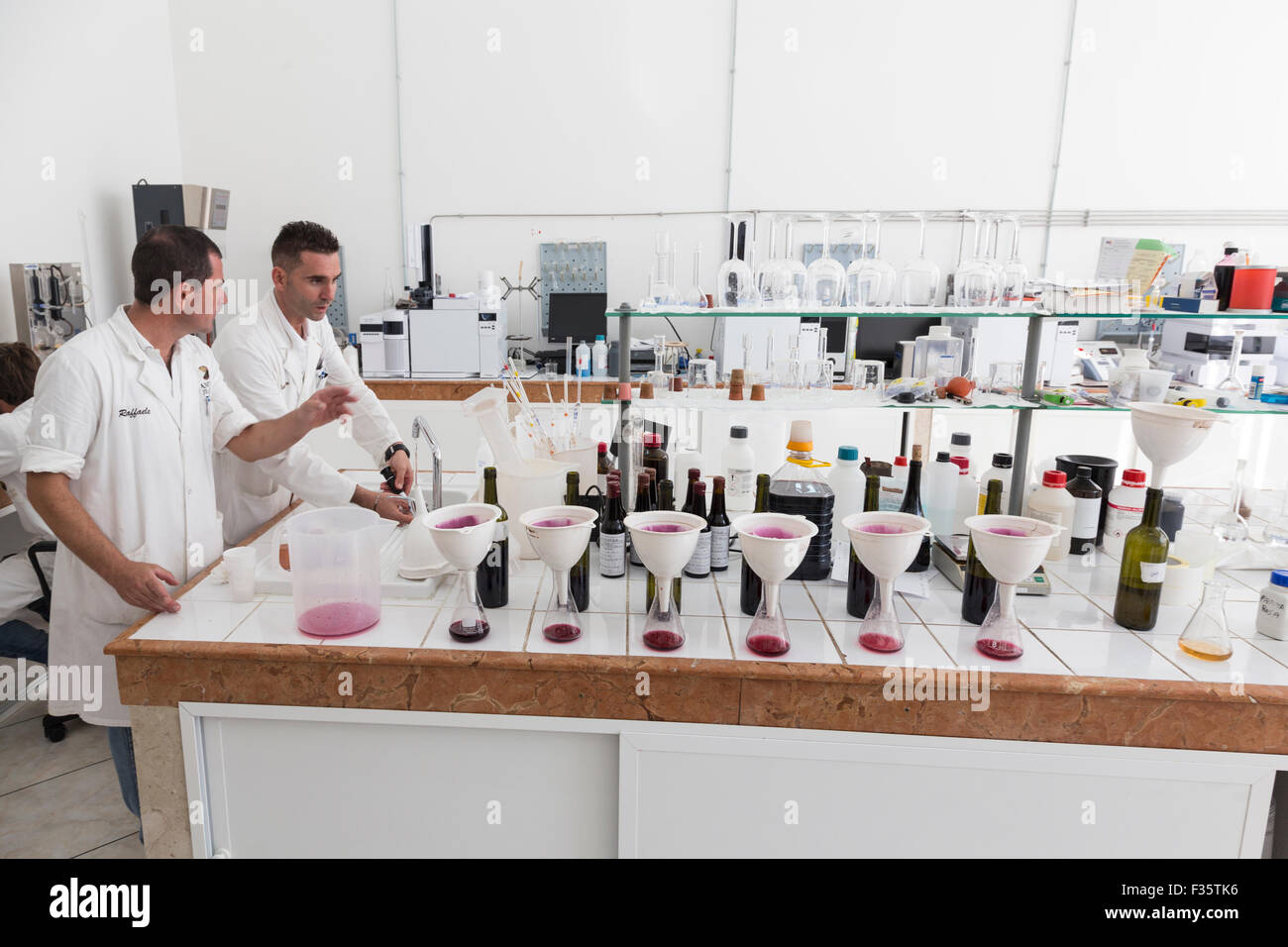 Laboratoire d'analyse de la production de vin Banque D'Images