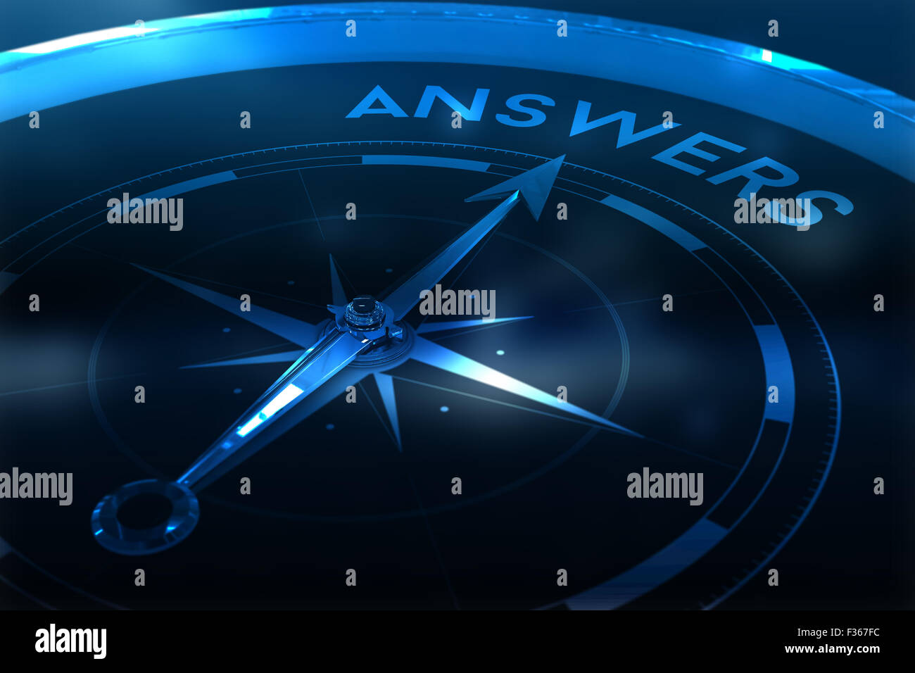 Image composite de compass pointant à des réponses Banque D'Images
