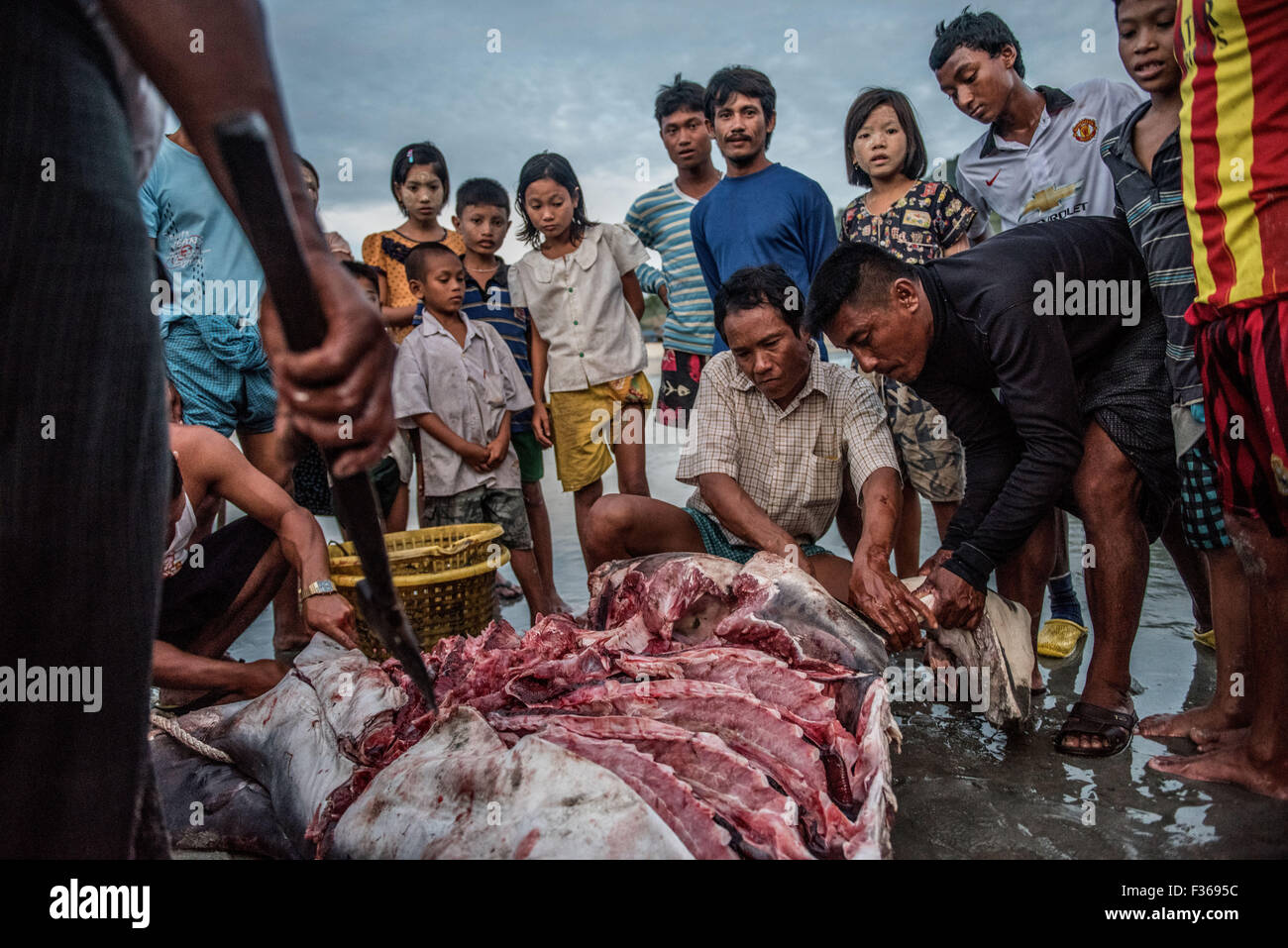 Les pêcheurs avec ray dans le sud du Myanmar amanta Banque D'Images