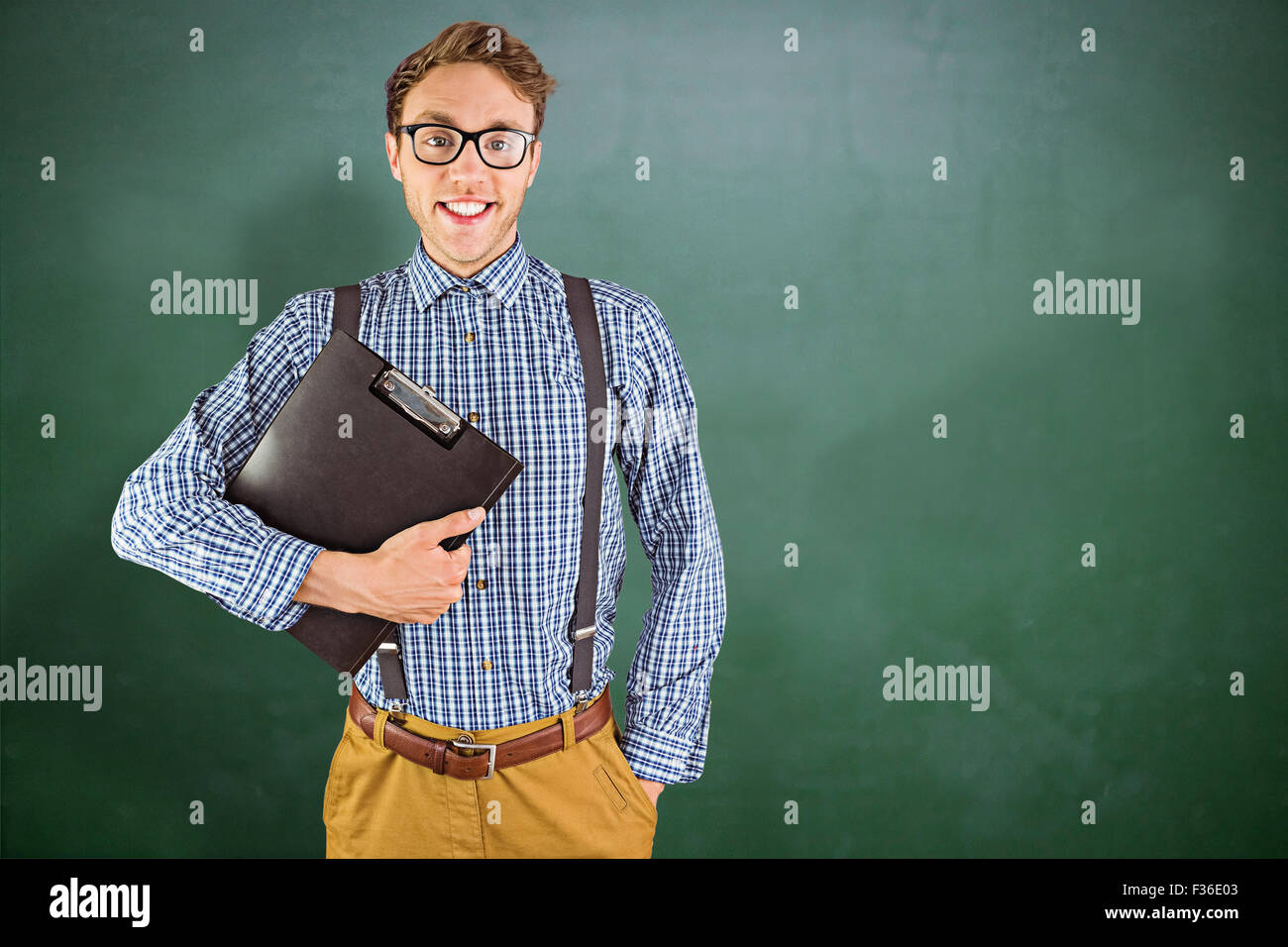 Image composite de geeky portrait presse-papiers Banque D'Images