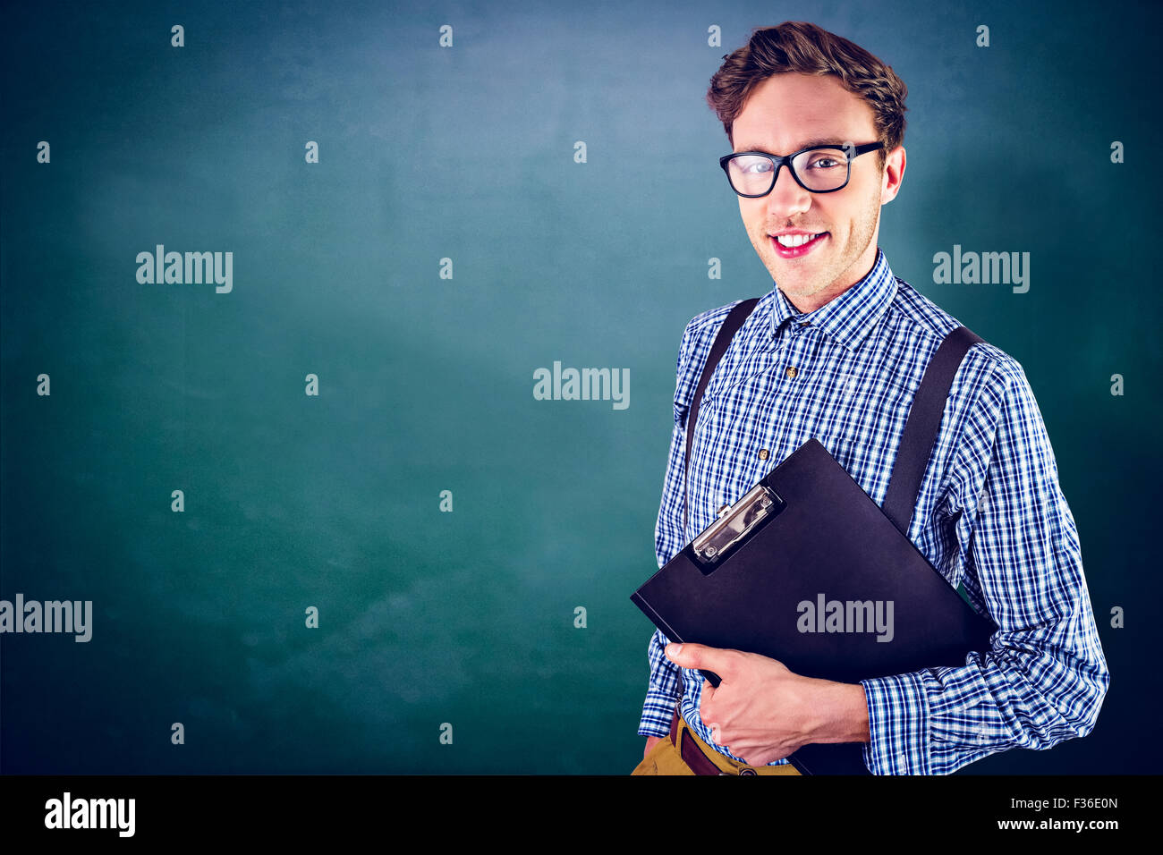 Image composite de geeky portrait presse-papiers Banque D'Images