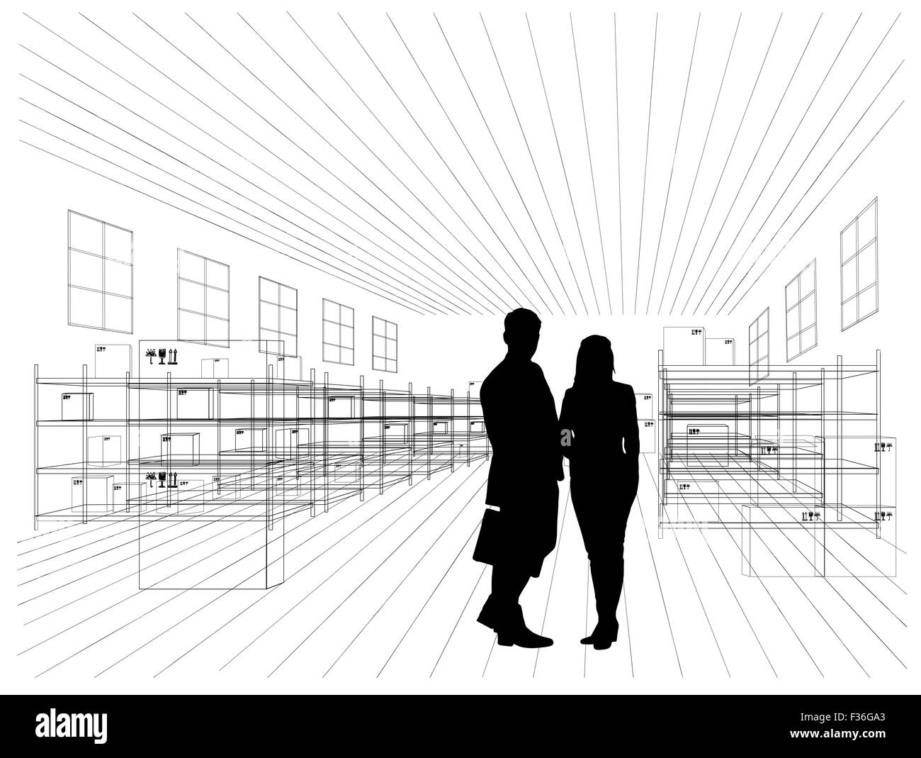 Silhouettes de gens d'affaires Banque D'Images