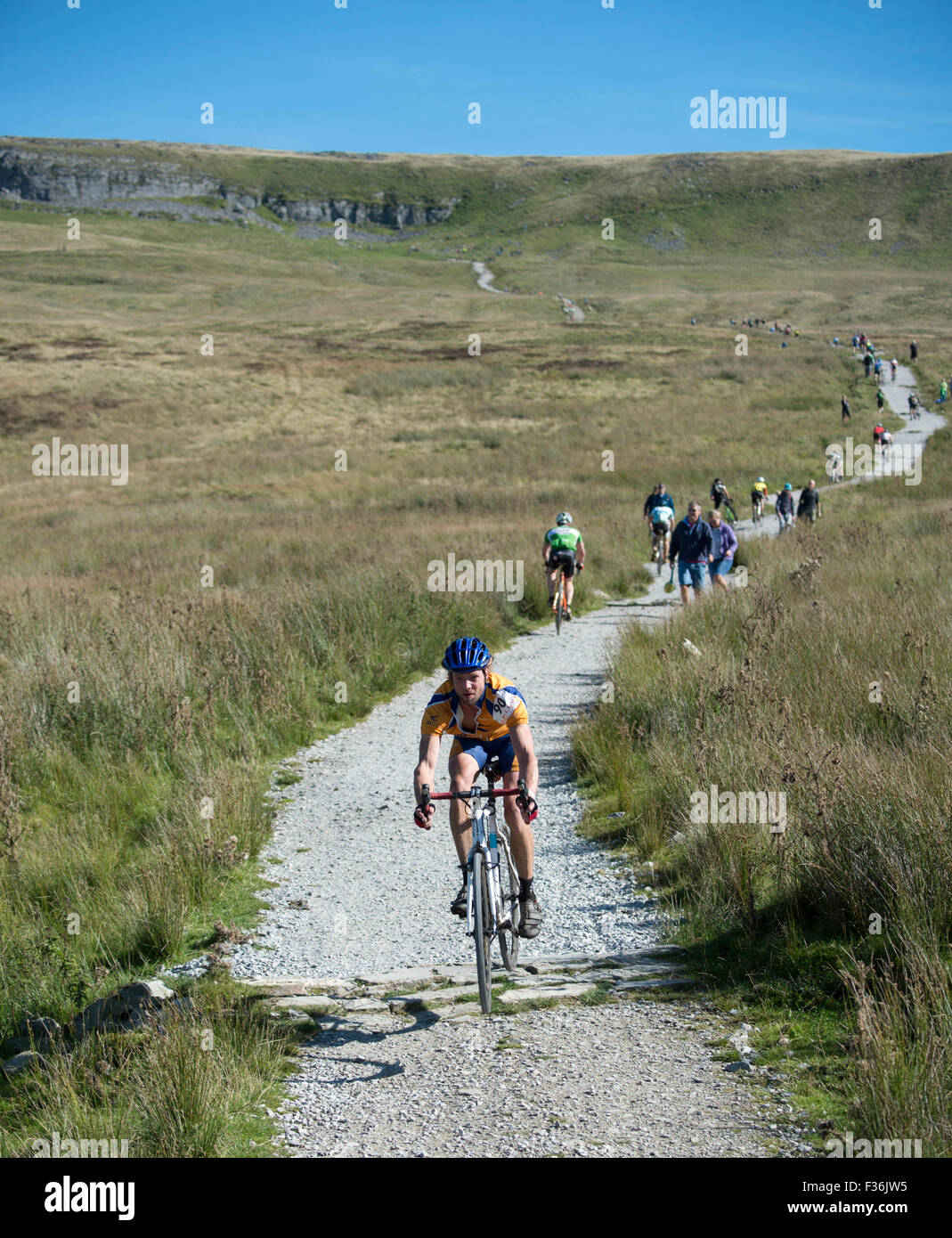 Cyclocross 2015 Trois Pics, vallées du Yorkshire, UK. Banque D'Images