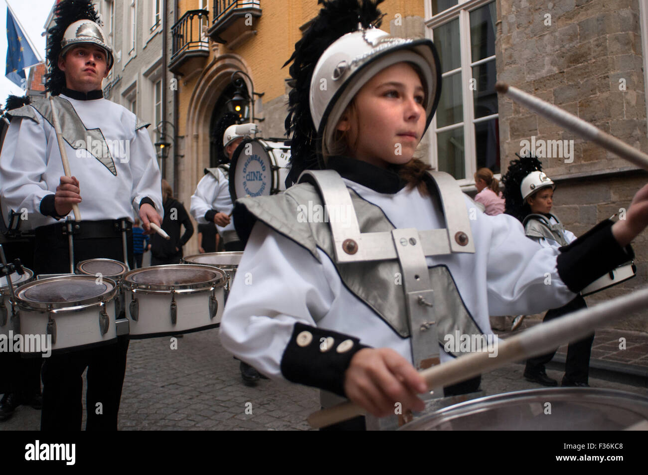 Drumband dINk band music dans l'Ab Huisreporter sondag festival à Bruges. Le concours de l'arbre d'or, Bruges, Flandre occidentale, Belgi Banque D'Images