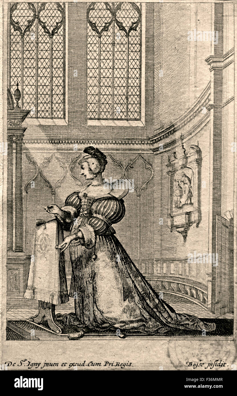 La noblesse française à l'Église Abraham Boose 1604-1647 dépeint les églises gothiques de Paris comme sites de piété et Fashionabilit Banque D'Images