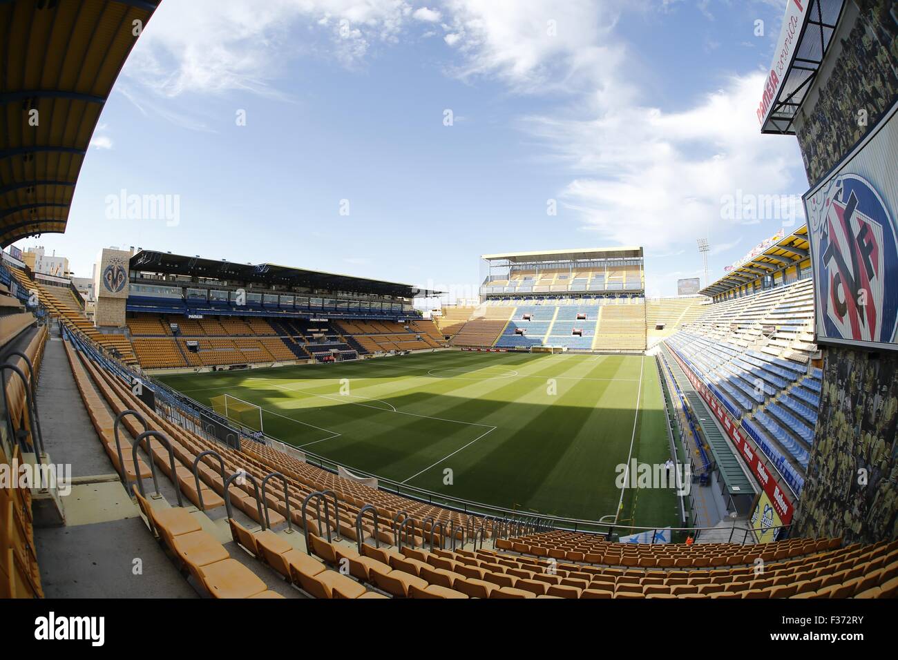 Pamplona, Espagne. Août 28, 2015. L'Estadio El Madrigal, vue générale, le football espagnol : 'Liga BBVA' match entre Villarreal CF 3-1 RCD Espanyol au Madrigal stadium à Alicante, Espagne . © Kawamori Mutsu/AFLO/Alamy Live News Banque D'Images