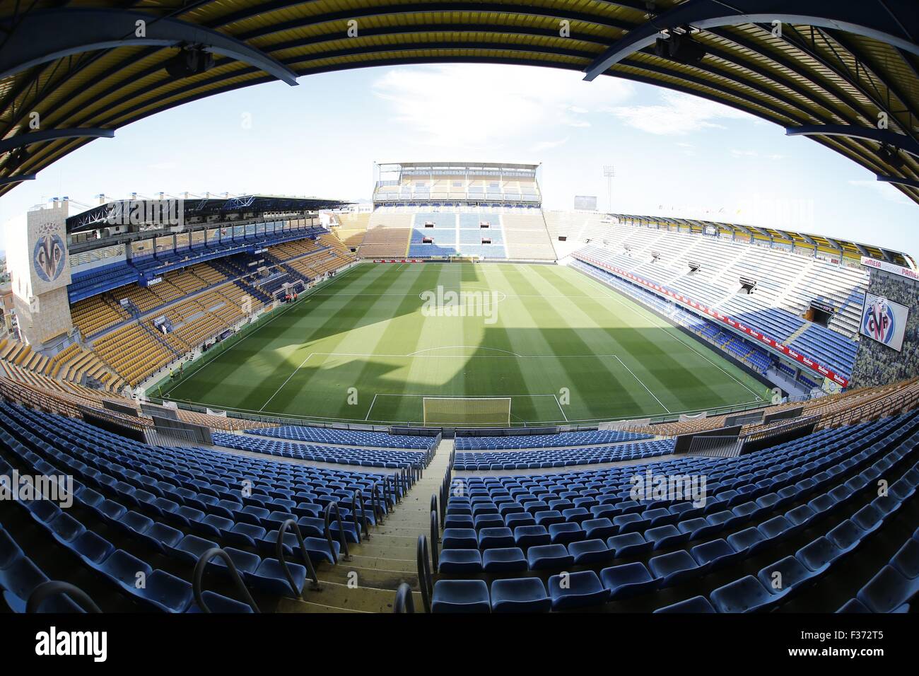 Pamplona, Espagne. Août 28, 2015. L'Estadio El Madrigal, vue générale, le football espagnol : 'Liga BBVA' match entre Villarreal CF 3-1 RCD Espanyol au Madrigal stadium à Alicante, Espagne . © Kawamori Mutsu/AFLO/Alamy Live News Banque D'Images