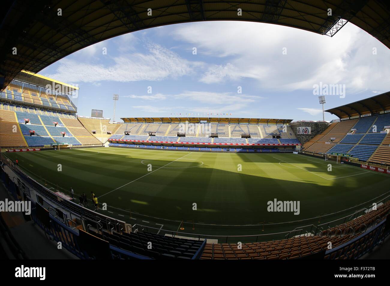 Pamplona, Espagne. Août 28, 2015. L'Estadio El Madrigal, vue générale, le football espagnol : 'Liga BBVA' match entre Villarreal CF 3-1 RCD Espanyol au Madrigal stadium à Alicante, Espagne . © Kawamori Mutsu/AFLO/Alamy Live News Banque D'Images
