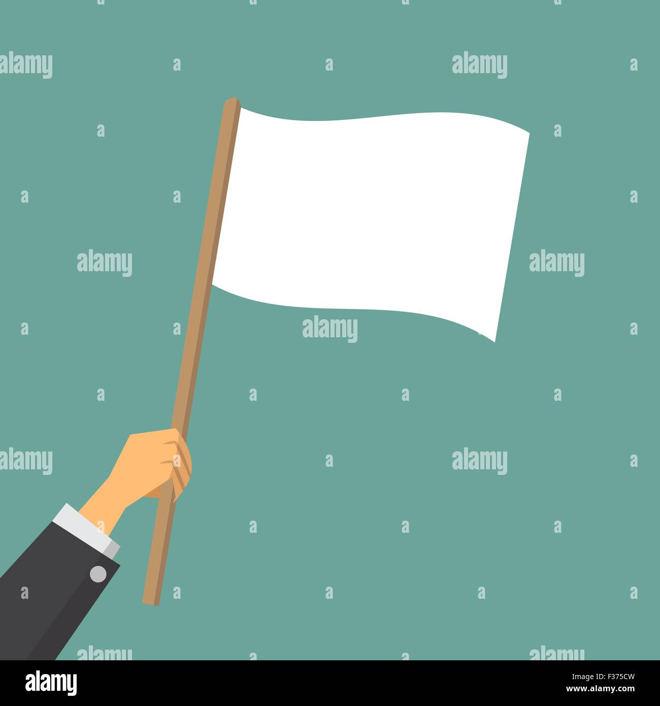 Renoncer à la main, brandissant un drapeau blanc travailleur Illustration de Vecteur
