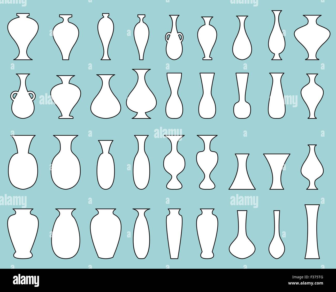 Ensemble de vase blanc silhouette Illustration de Vecteur