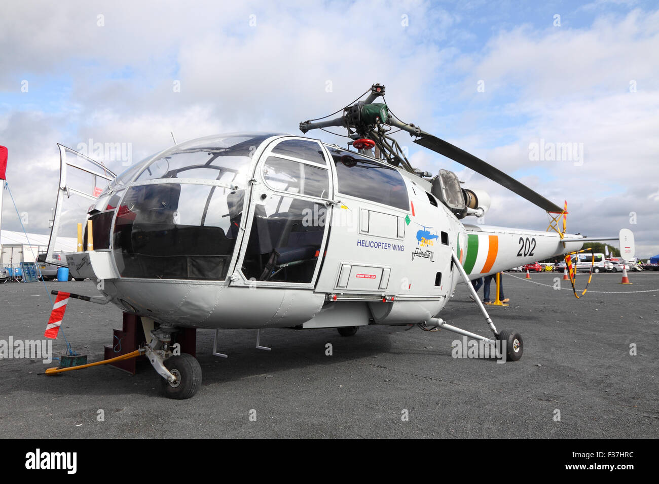 Irish Air Corps Aérospatiale Alouette III hélicoptère sur l'affichage à un événement à Balmoral Park, Irlande du Nord. Banque D'Images