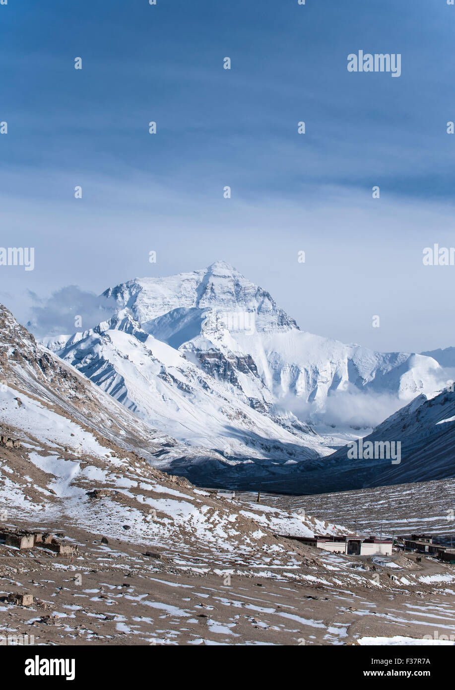 Le mont Everest et la vallée surround, Himalaya, Tibet Banque D'Images