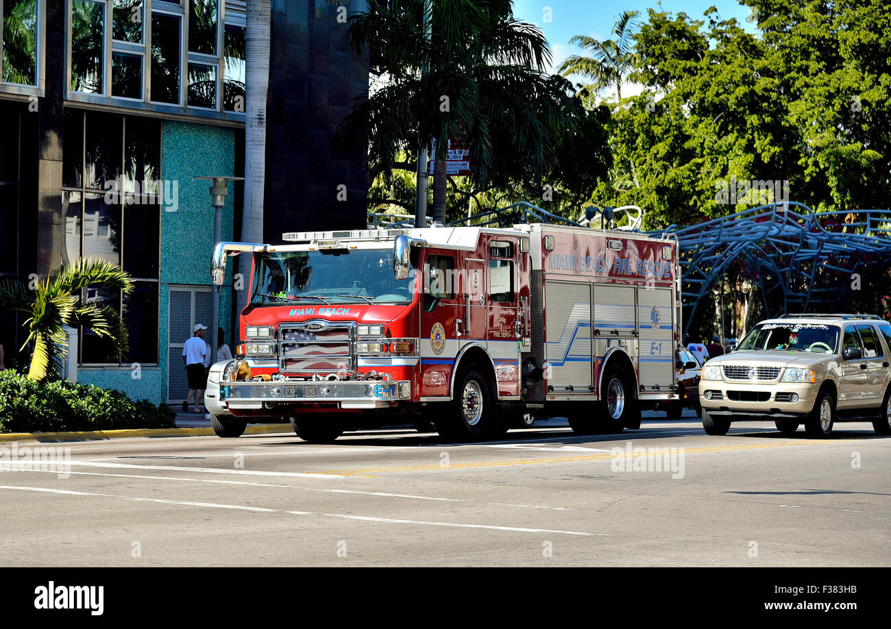 D'Incendie et de sauvetage de Miami Beach en Floride Banque D'Images