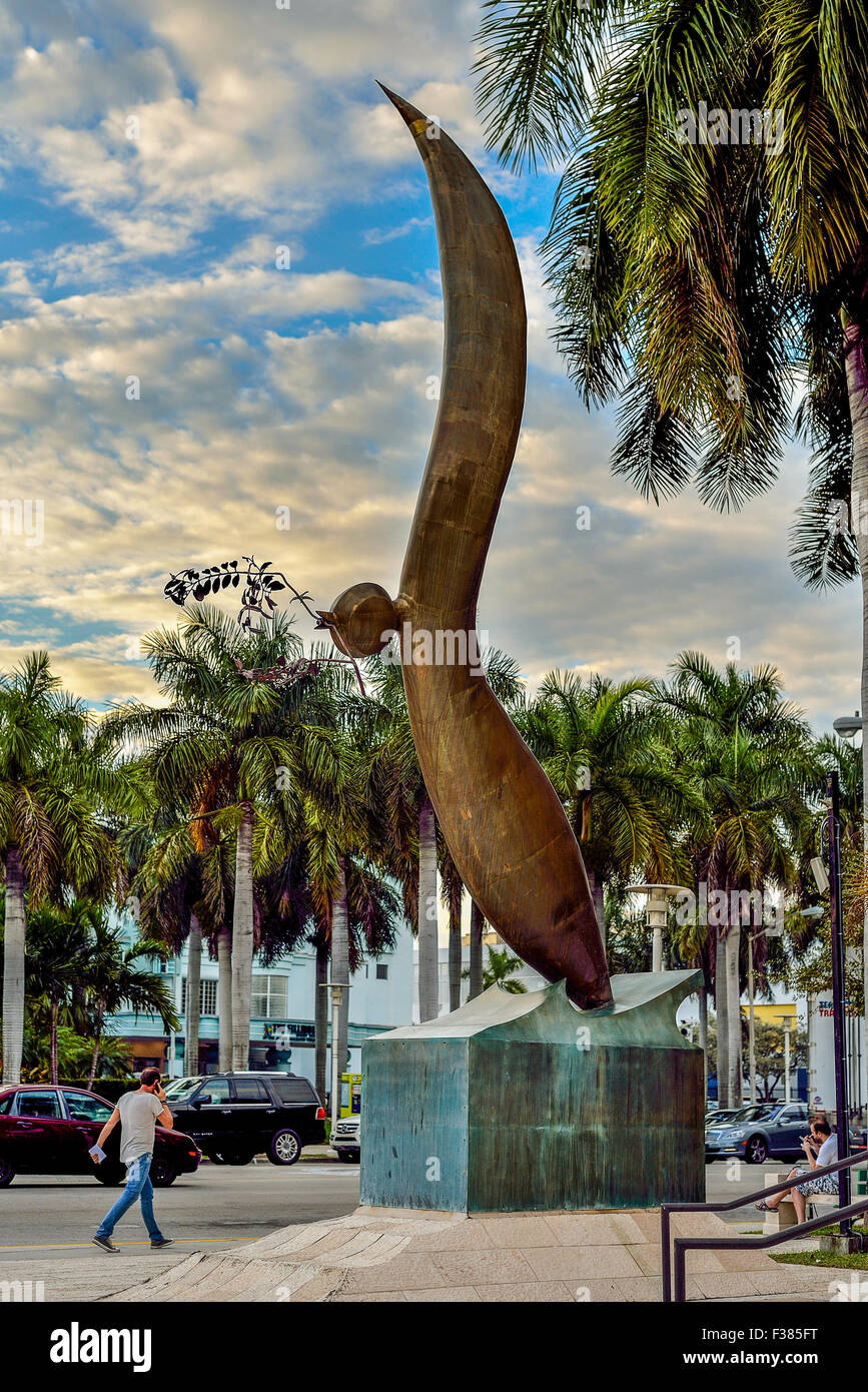 Miami Beach Floride autour de New World Centre, sculpture Banque D'Images