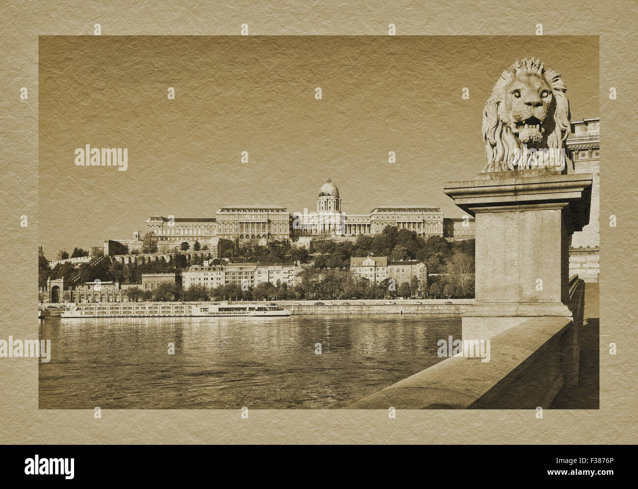 Vue de la place Szechenyi Pont des Chaînes sur le Danube à Buda Castle.C'est le plus grand bâtiment en Hongrie, Budapest, Europe Banque D'Images