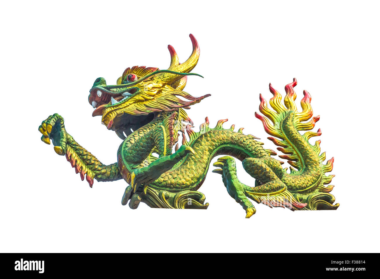 Dragon statue sur le toit du temple chinois Banque D'Images