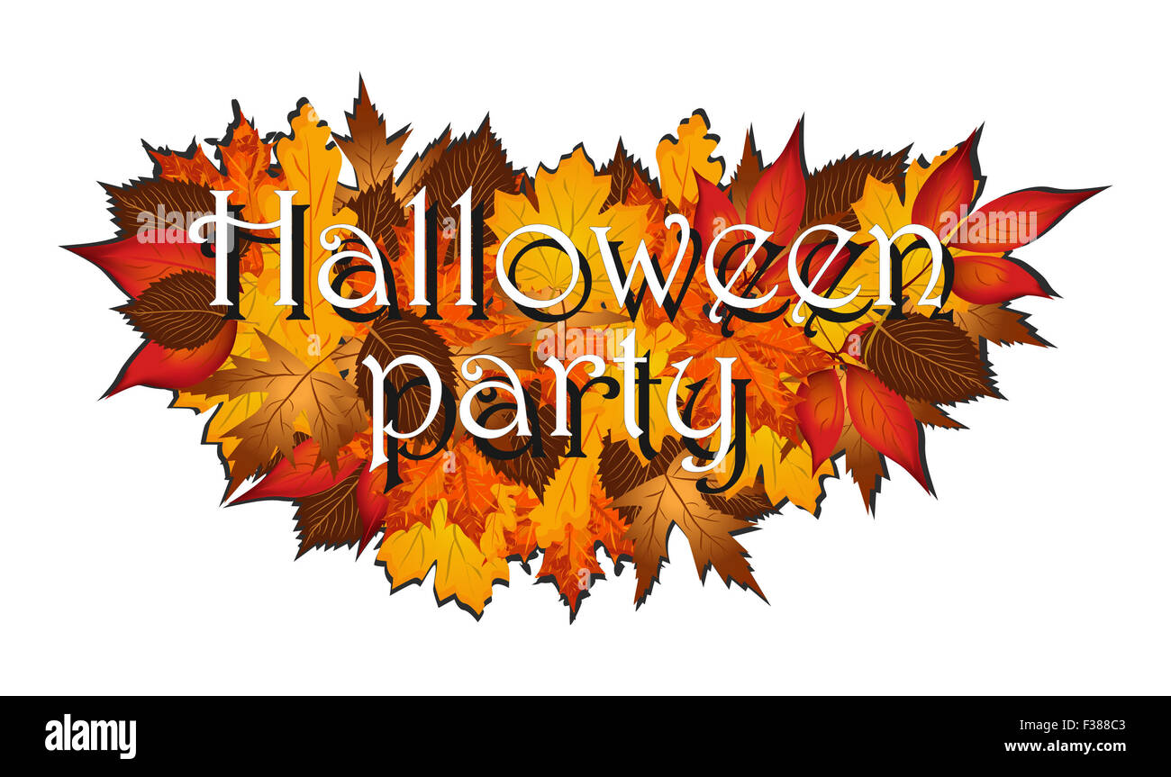 Halloween party soupir sur les feuilles d'automne Banque D'Images